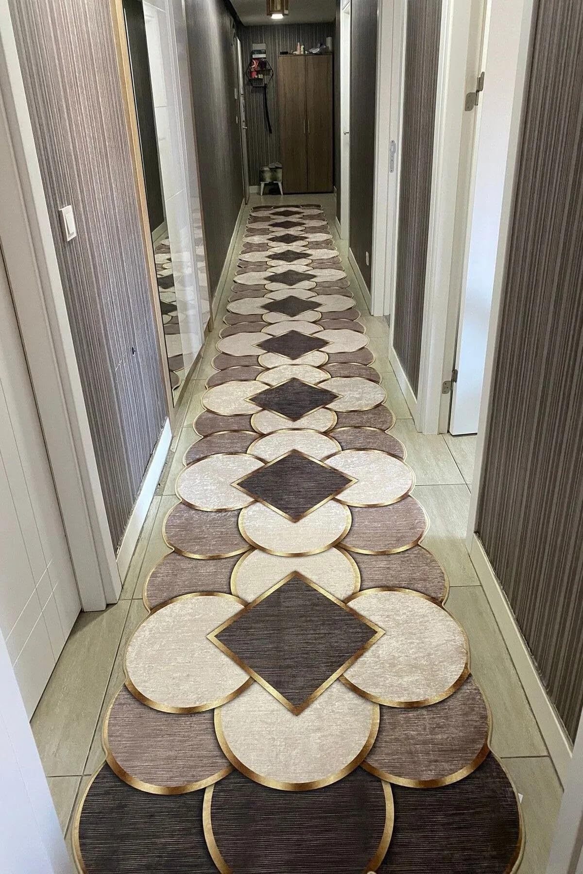 Monnhein Çok Renkli Yolluk Santa - Yıkanabilir, Kaymaz Taban, Dijital Baskılı, Leke Tutmaz, İnce Hav, Modern Koridor, Mutfak, Antre ve Salon için Dekoratif Yolluk