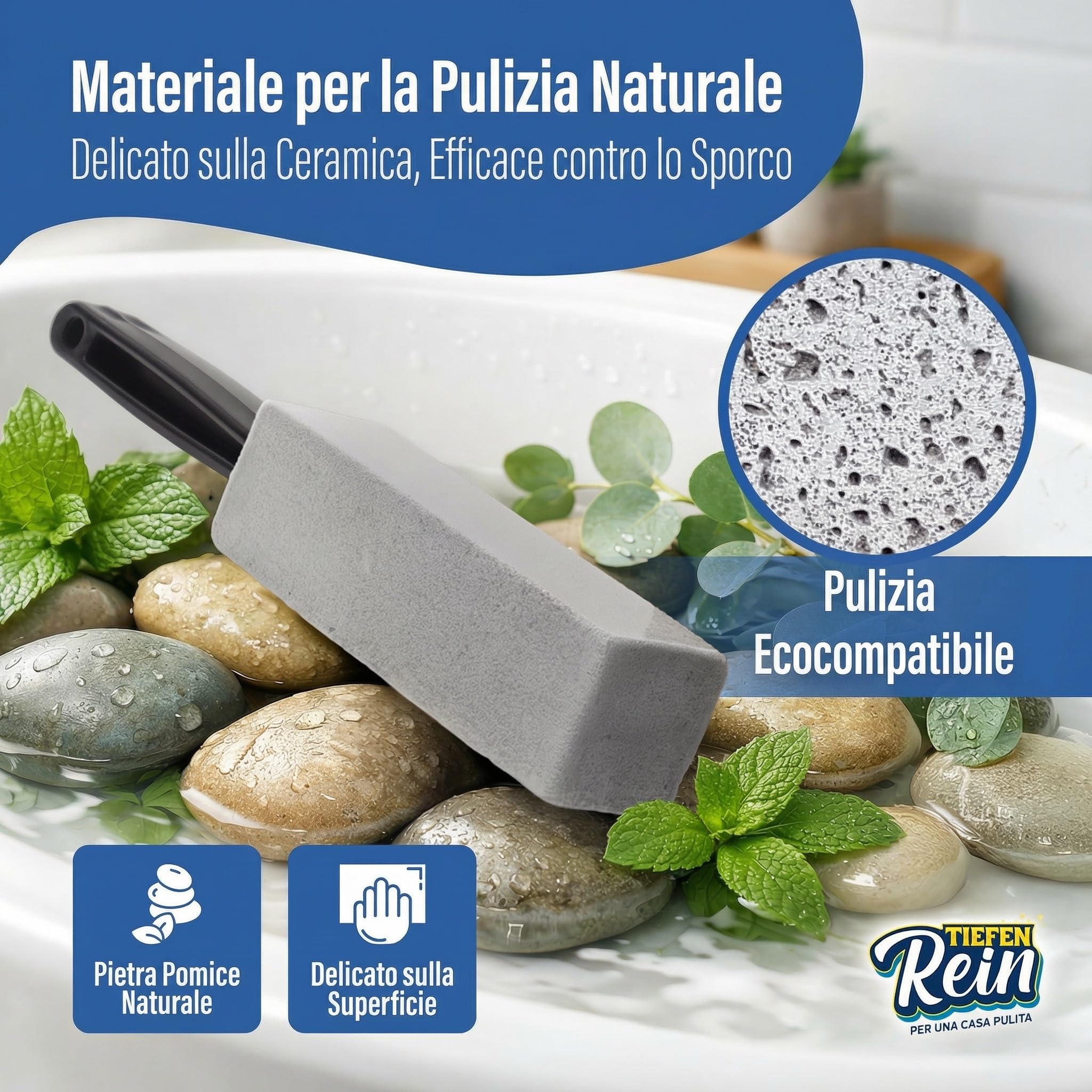Pietra Pomice WC Professionale – Pietra Pomice contro Calcare e Macchie, Alternativa a Decalcificante, Disincrostante WC e Detergente per Pulizia Bagno Efficace - 5