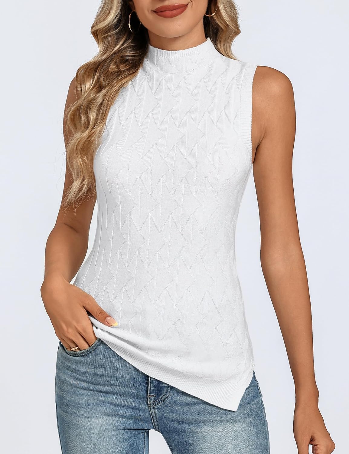 Totatuit Sleeveless Turtleneck Tops for Women Mock Turtle Neck Sweater Vest Casual Knit Pullover Tank Top 2025 Trendy Clothes - Image 4