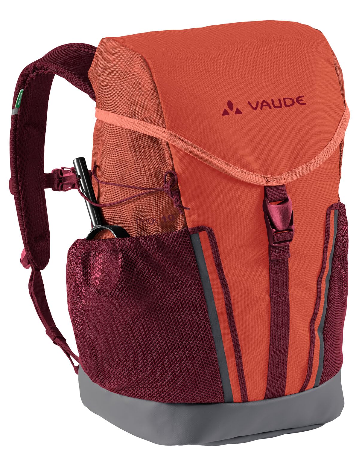 VAUDE Puck kids backpack for Boys & Girls in red, Comfortable Kids Hiking Backpack 14L, Backpack for School with Rain Cover & Magnifying Glass, Ample Storage Space