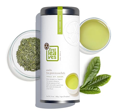 Miniatura 10 de Té verde de hojas sueltas Sencha de First Leaves - Té verde gourmet japonés prémium - Primera cosecha - Viene en recipiente listo para regalar -