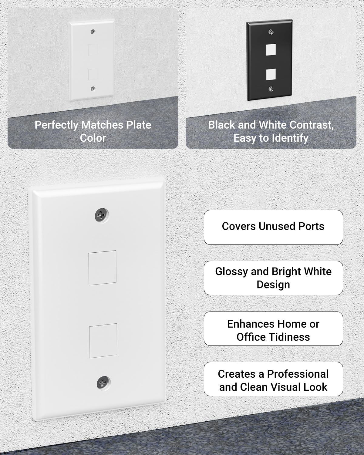 VCE 30-Pack Blank Keystone Jack Inserts for Keystone Wall Plate and Patch Panel - White