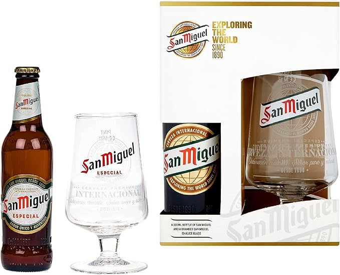 San Miguel Beer Gift Set - Official Branded 330ml Glass Bottle