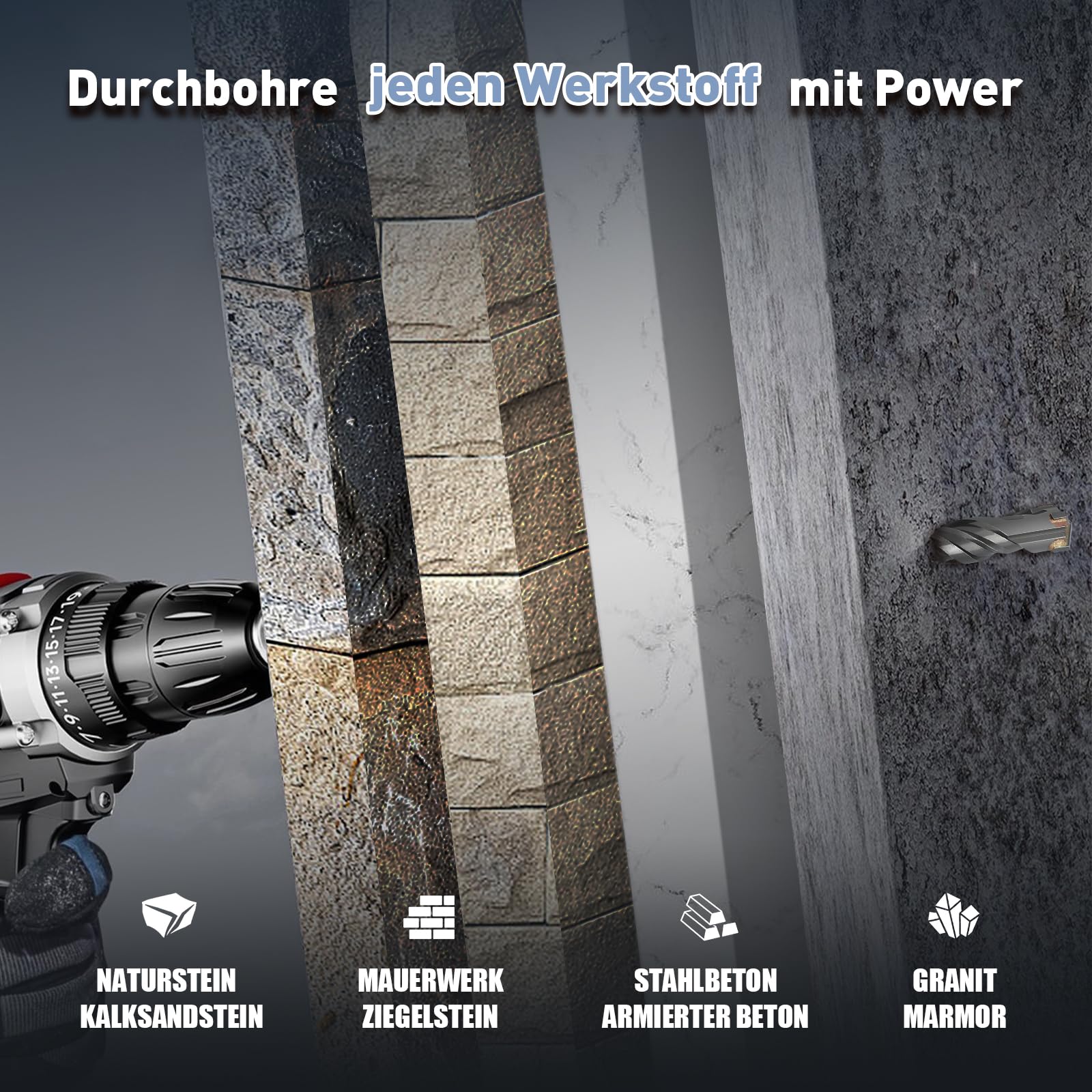 SDS Plus boorset,SDS Plus boor 3-pack 8 x 300 mm,Professionele Hamerboor Met 4 Hardmetalen Snijkanten, Steenboor, Betonboor