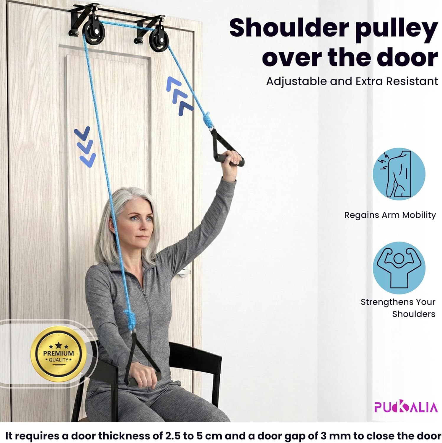 Pulleys for Shoulder Rehab Double Over the Door Physical Therapy System Dual Arm Training Device with Smooth Bearings Foam Handles Assist Glove Exercise Equipment Recovery Kit Senior Mobility Aid