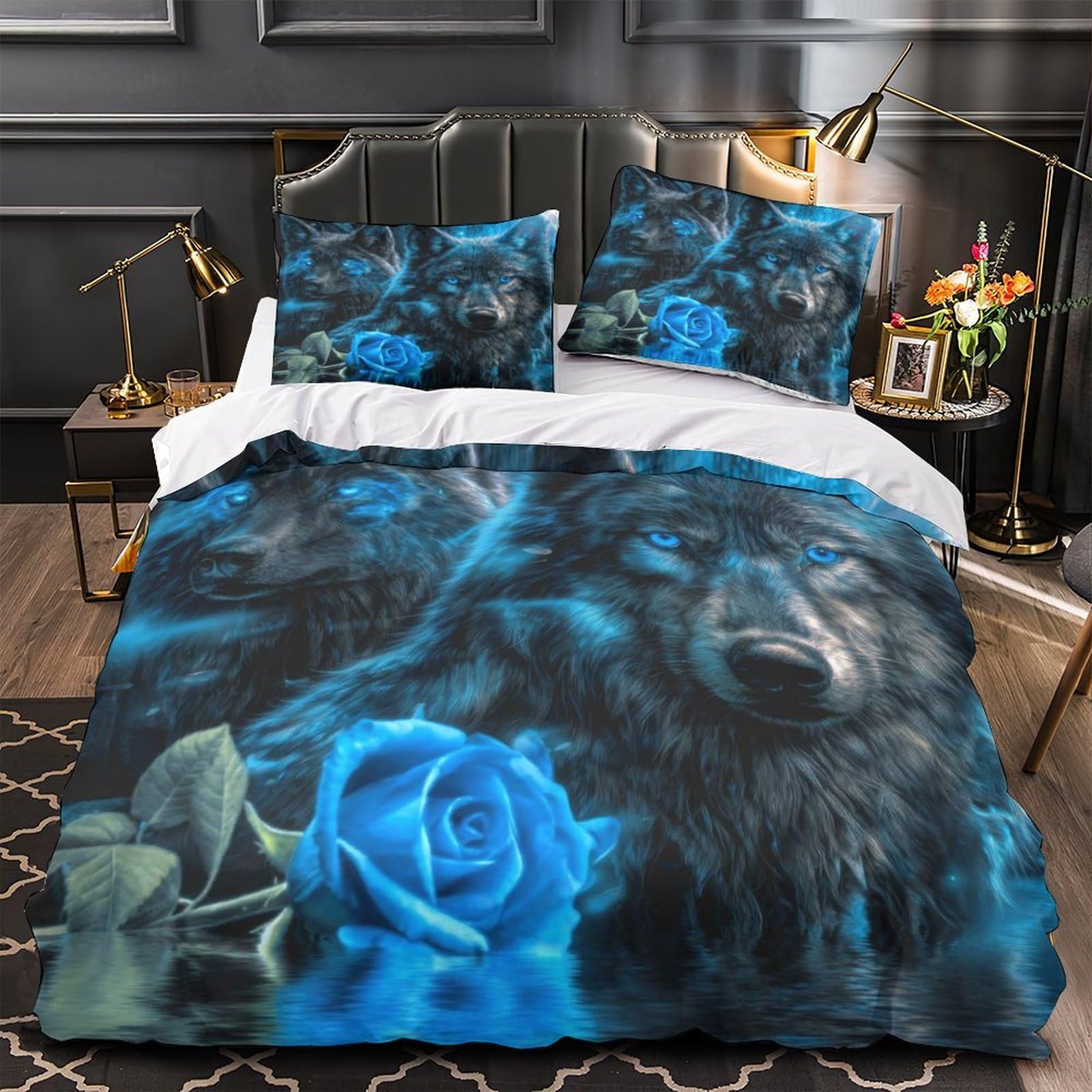 Housse de Couette Microfibre Étoiles de Mer Bleues Hypoallergique Lit Enfant et Adulte 260x220