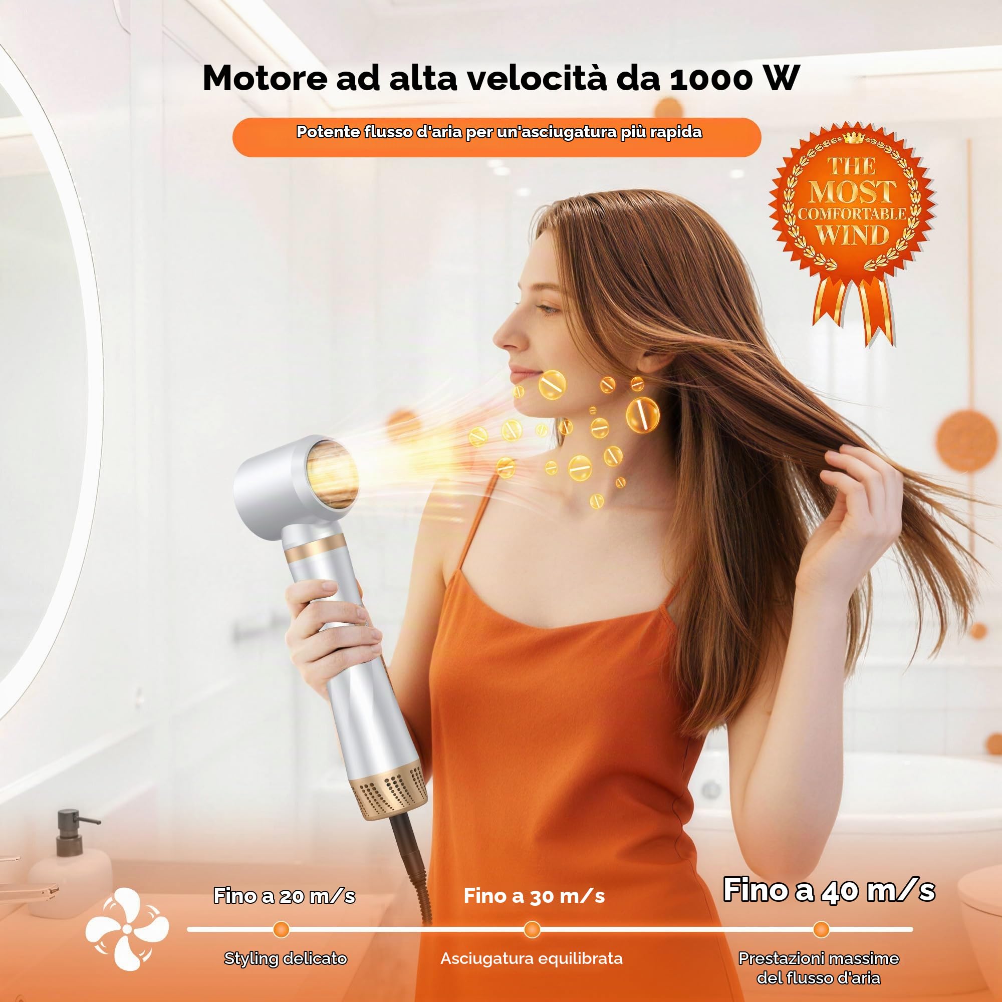 5 in 1 Air Styler e Spazzola Asciugacapelli - Kit Multifunzione con Spazzola Phon Volumizzante | Spazzola Rotante per Capelli, Arricciacapelli ad Aria e Lisciante