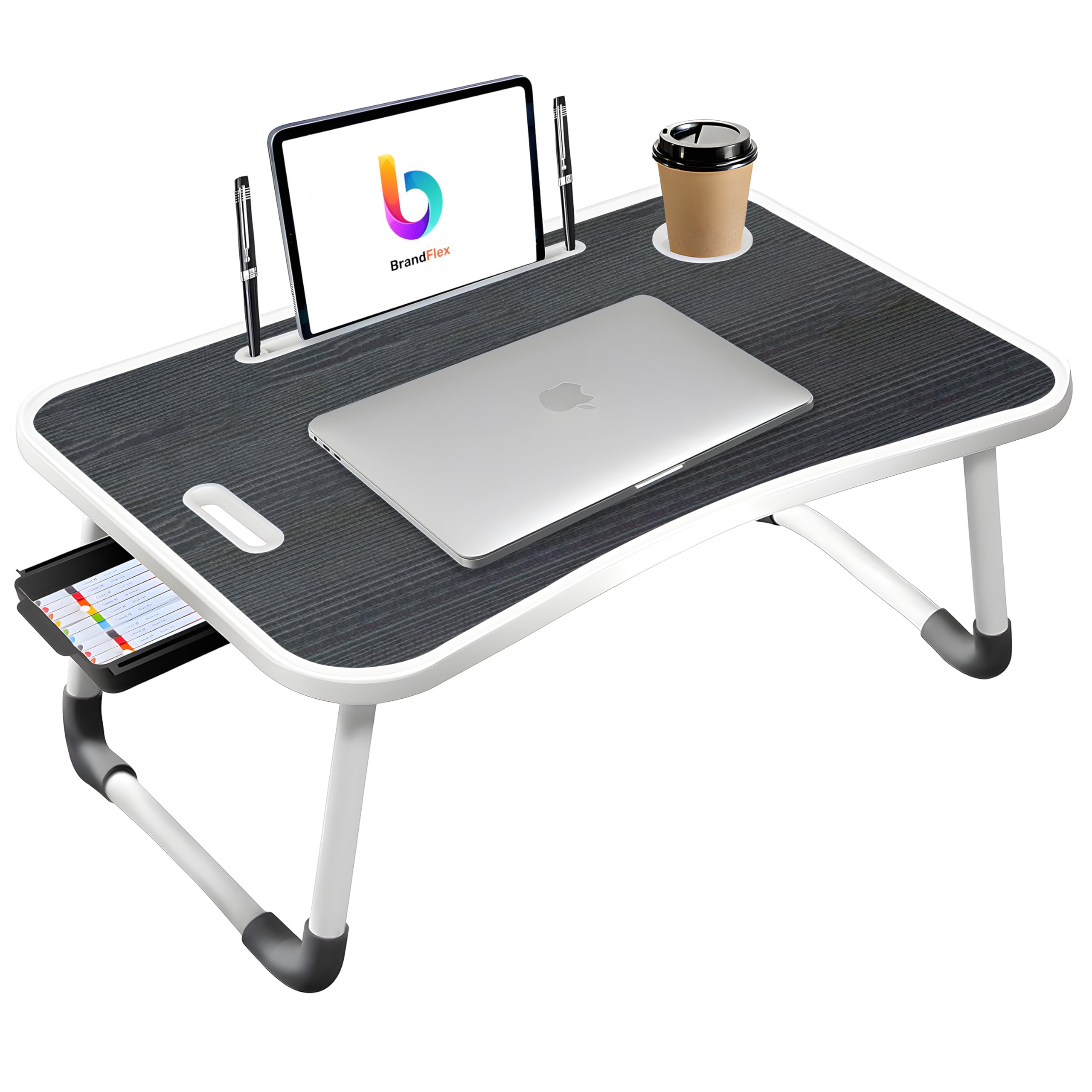 LIVORO Study Table/Bed Table/Foldable and Portable Wooden/Writing Desk for Office/Home/School (C-BIDDINGS BLACKK)