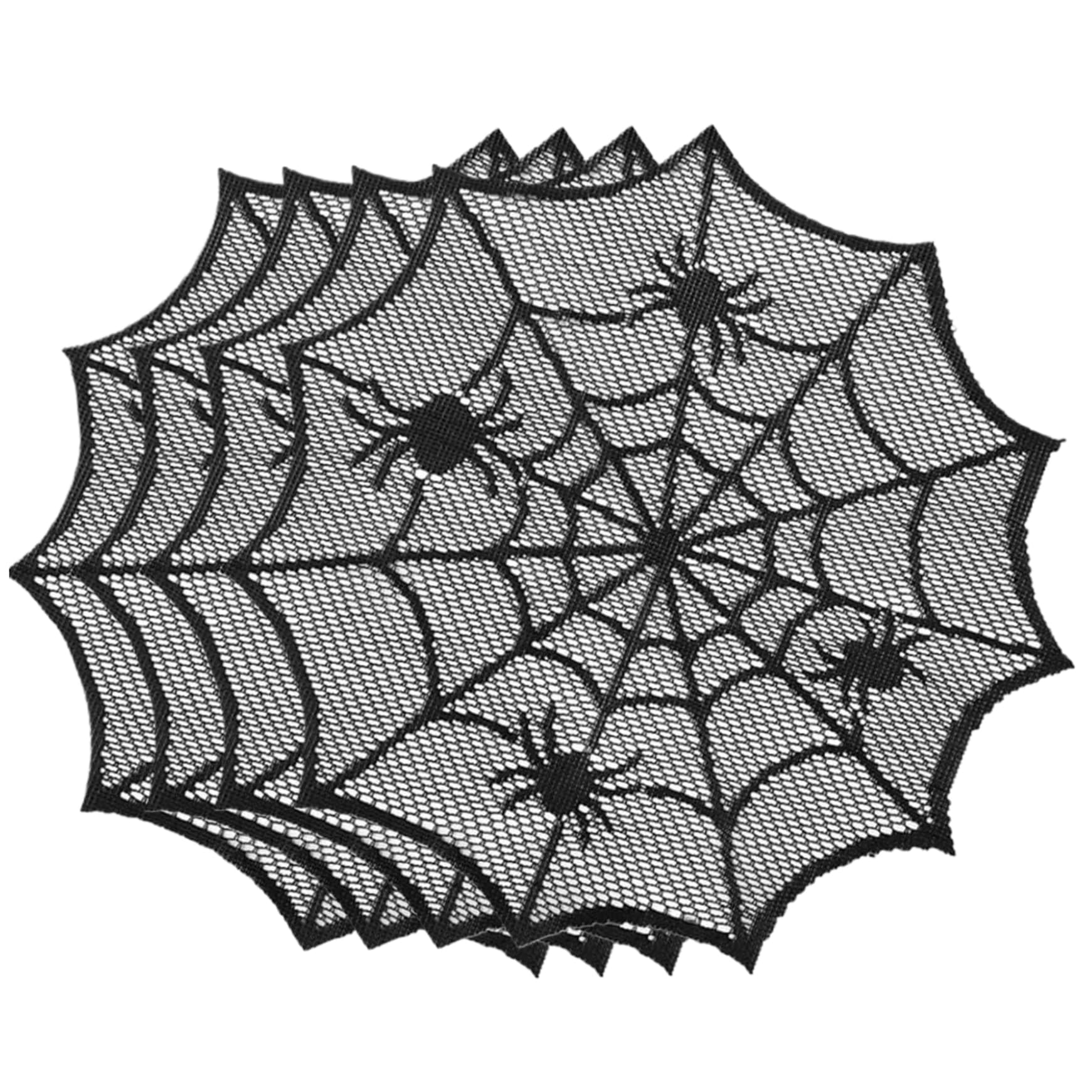 DAGLLGEW Halloween Placemats, 4PCS 11.8 Inch Spider Web Place Mat, Hollow out Table Placemats, Non Slip Table Mats, Gothic Halloween Decor for Dining Home Party DecorTable PlacematsPlace Mat