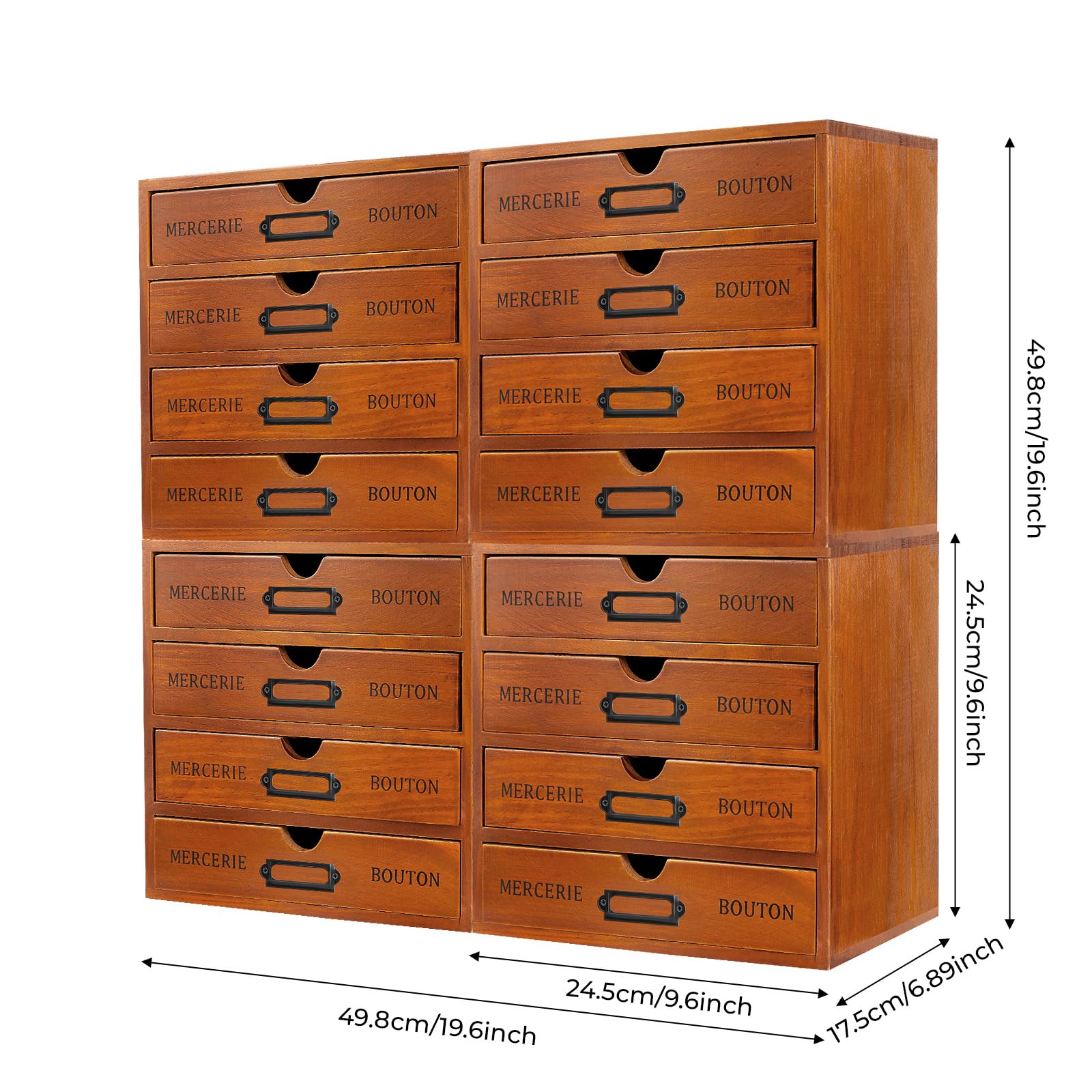 Organizer per cassetti, organizer in legno, set da 4 pezzi, 16 cassetti, contenitore per cassetti, impilabile, salvaspazio, per cosmetici, gioielli, documenti