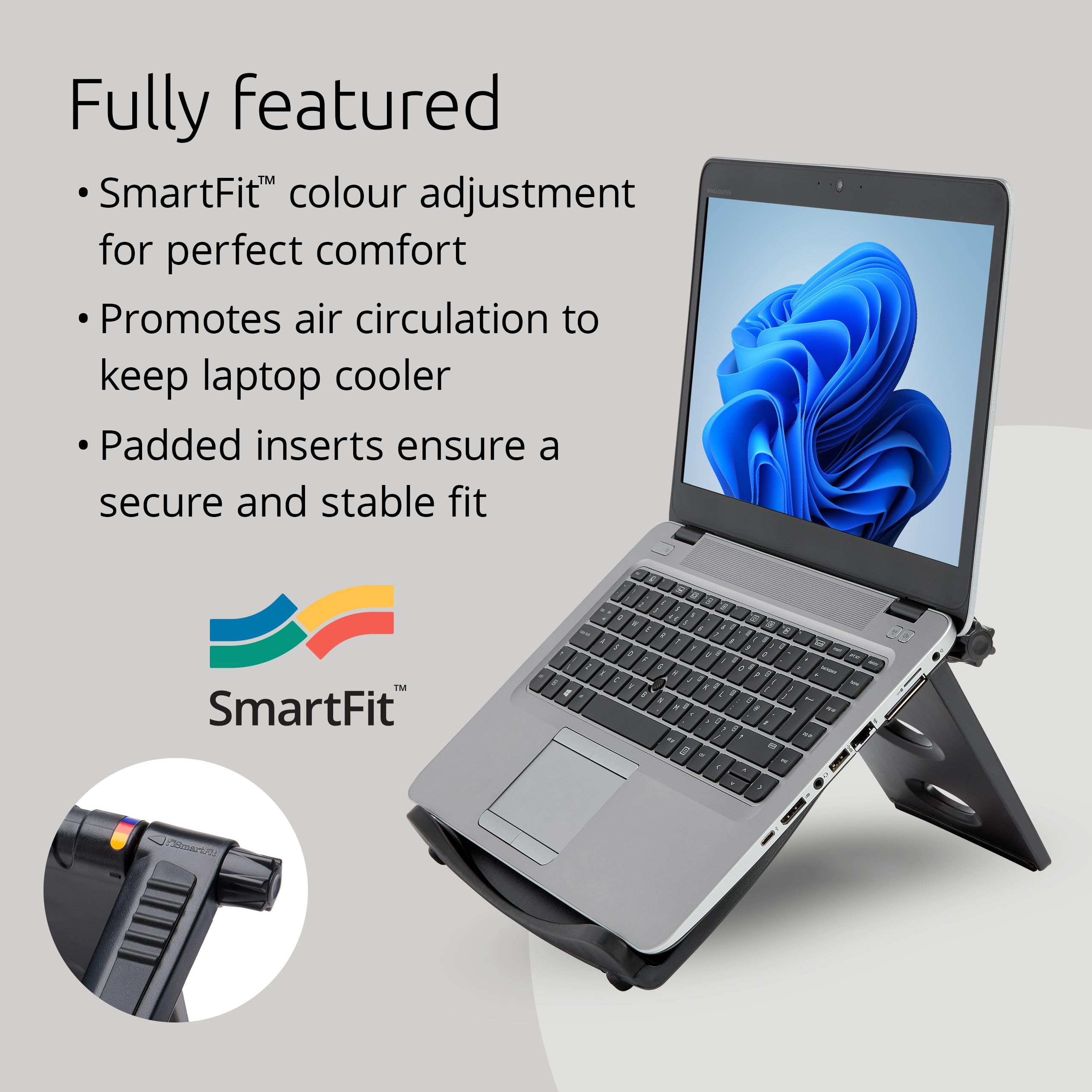 Kensington Easy Riser uchwyt na laptopa (12"-17"), do urządzeń z systemem Windows i Mac, Dell, Toshiba, HP, Samsung, MacBook, Lenovo, Secure Fit i SmartFit Systems - szary (60112)