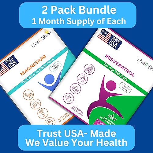 Miniatura 2 de Paquete de parches de resveratrol y magnesio  2 paquetes  Antioxidante natural antienvejecimiento, más alivio del estrés y los músculos  Suministro