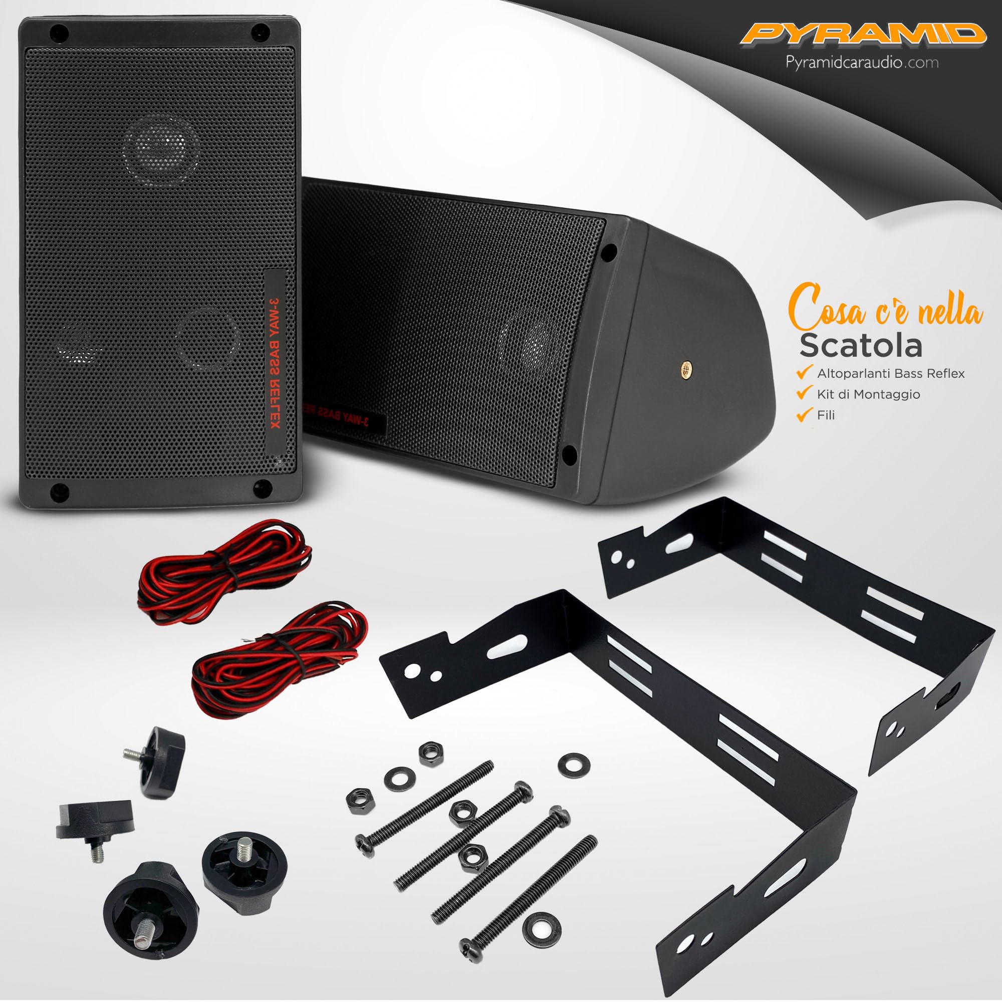 Pyramid Casse Audio Speaker 300 Watt Sistema Altoparlanti 3 Vie Montabile Diffusori Esterni Interni