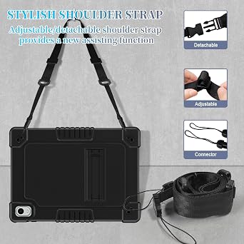 Onn 11インチタブレットPro 2024モデルケース/Onn 11インチタブレットProモデル100146660ケース、ショルダーストラップ付き耐衝撃キッズケース、Walmart Onn 11インチタブレットPro 2024モデル用:100146660ブラック