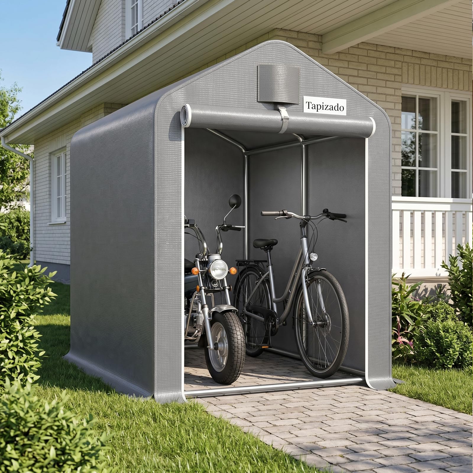 1,8 x 1 m Outdoor-Fahrradaufbewahrungszelt mit aufrollbaren Reißverschluss-Türen und Belüftungsöffnungen, tragbarer Garten-, Fahrrad-, Motorradschuppen, Unterstand, wasserdicht und