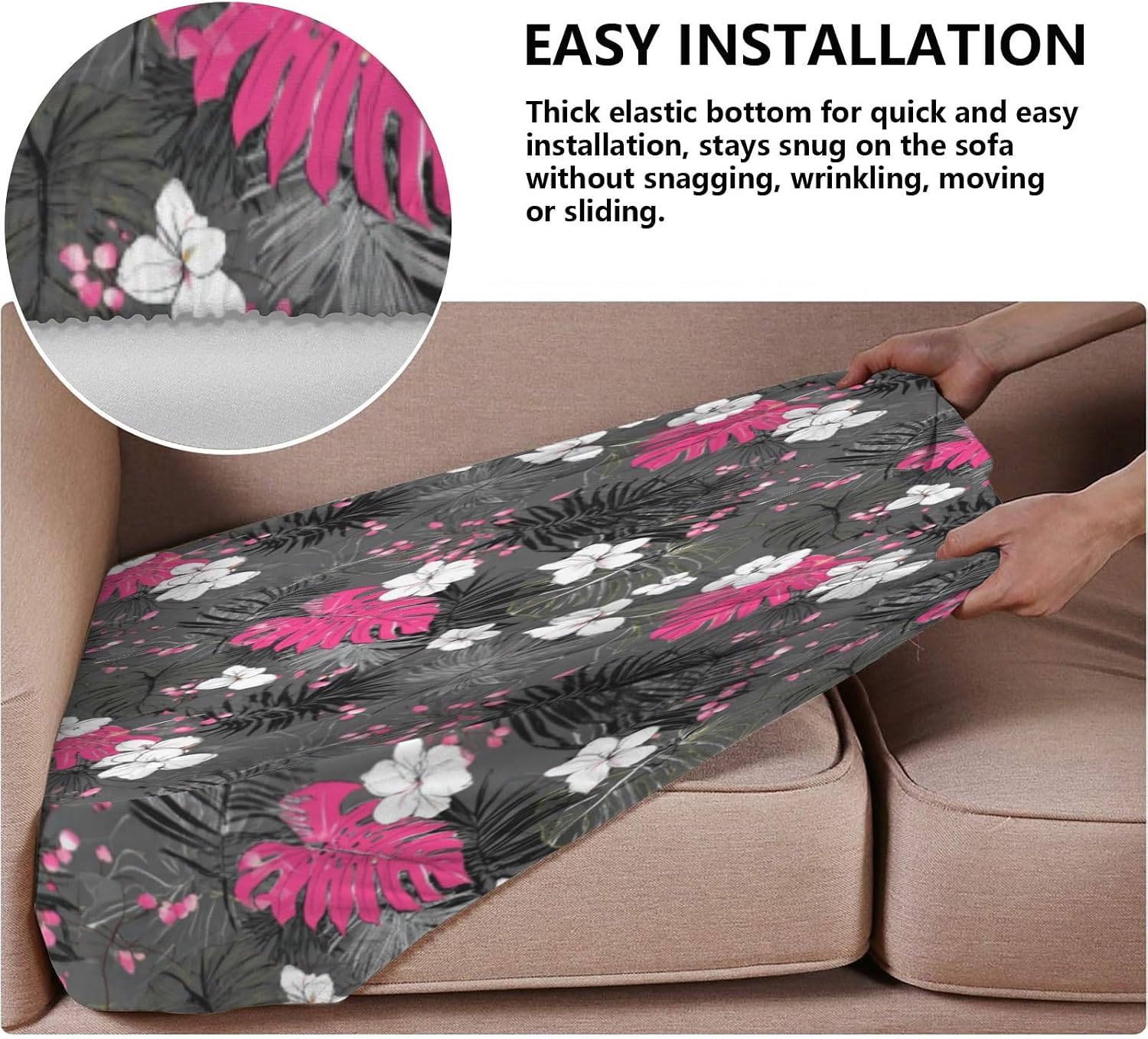 Art Tropical Bloom Loveseat Covers Couch Covers for 2 Cushion Couch, 2-Piece Stretch Sofa Slipcovers Anti-Slip Washable Furniture Protectors for Dogs Pets