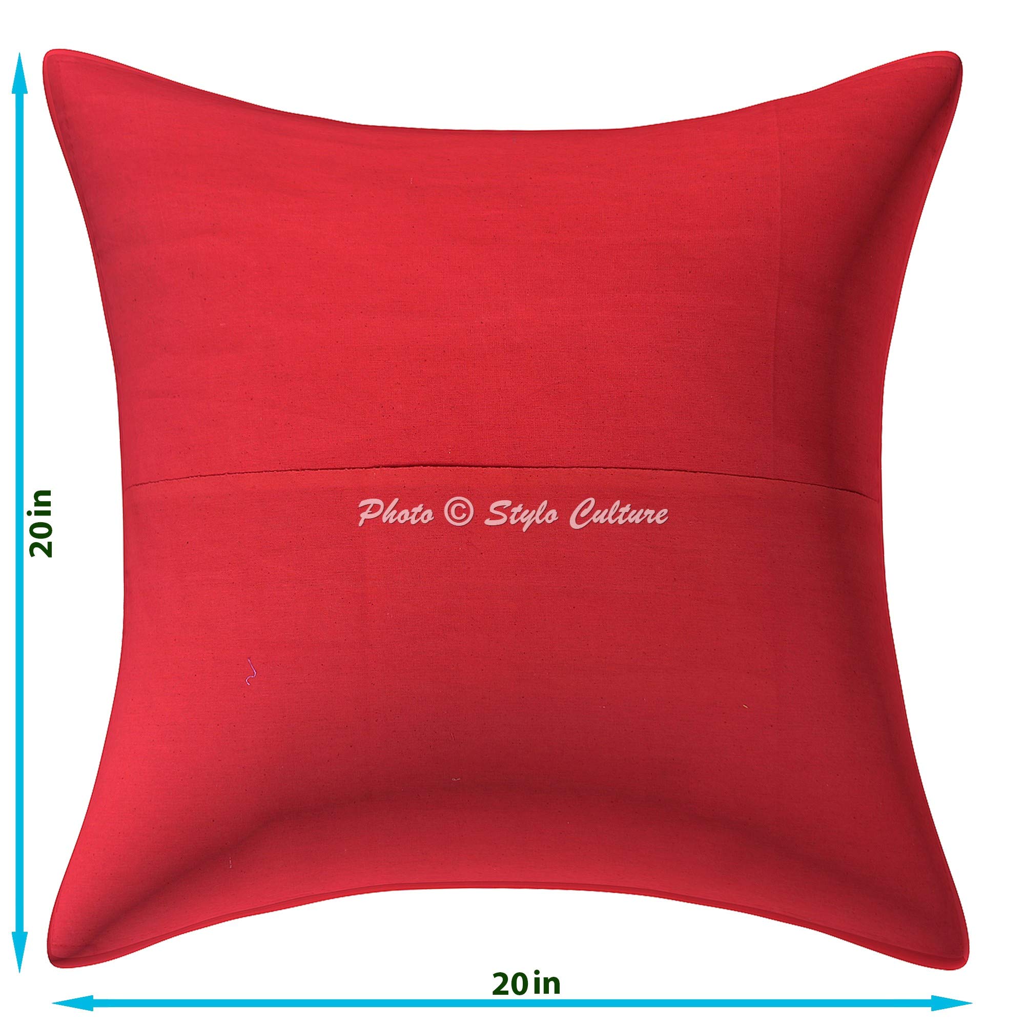 Bohemien Dekorativ Baumwolle Couch Kissenbezüge 50x50 cm Rot Dekokissen Vintage Patchwork Schlafzimmer Sofa Kissen Bezüge Abstrakt Quadrat Umschlagverschluss 20x20 Kissenhullen - 4 STK.