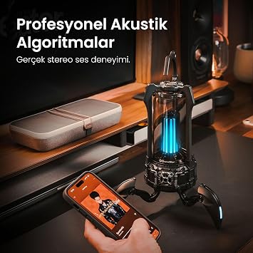 Gravastar Süpernova 25W Bluetooth Hoparlör, Taşınabilir Stereo Ses Bombası, RGB Işıklı, 2 Adet (Siyah)