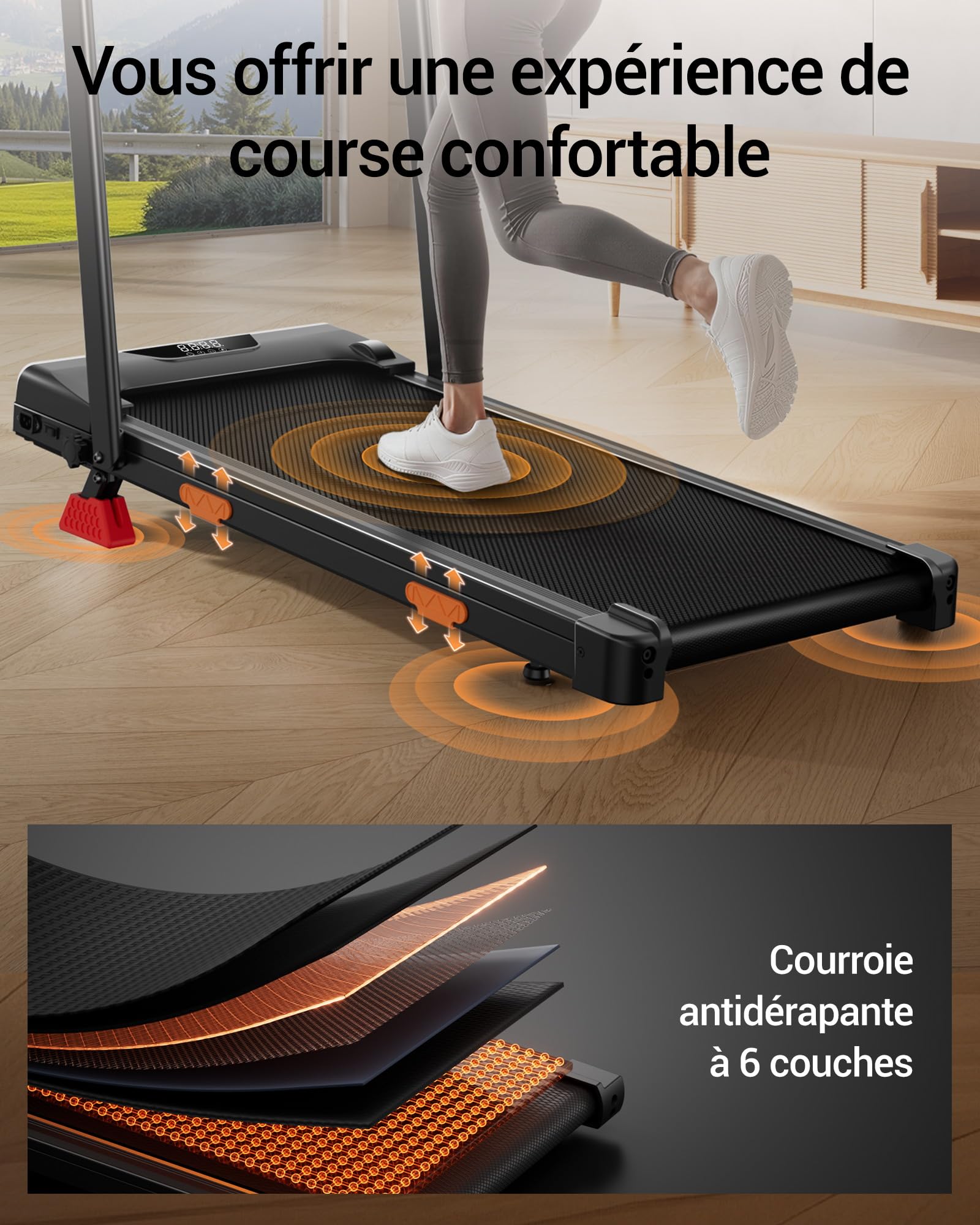 CURSOR Tapis de Course Pliable Inclinable 15% 3.0 HP Moteur Silencieux Charge Max 159KG