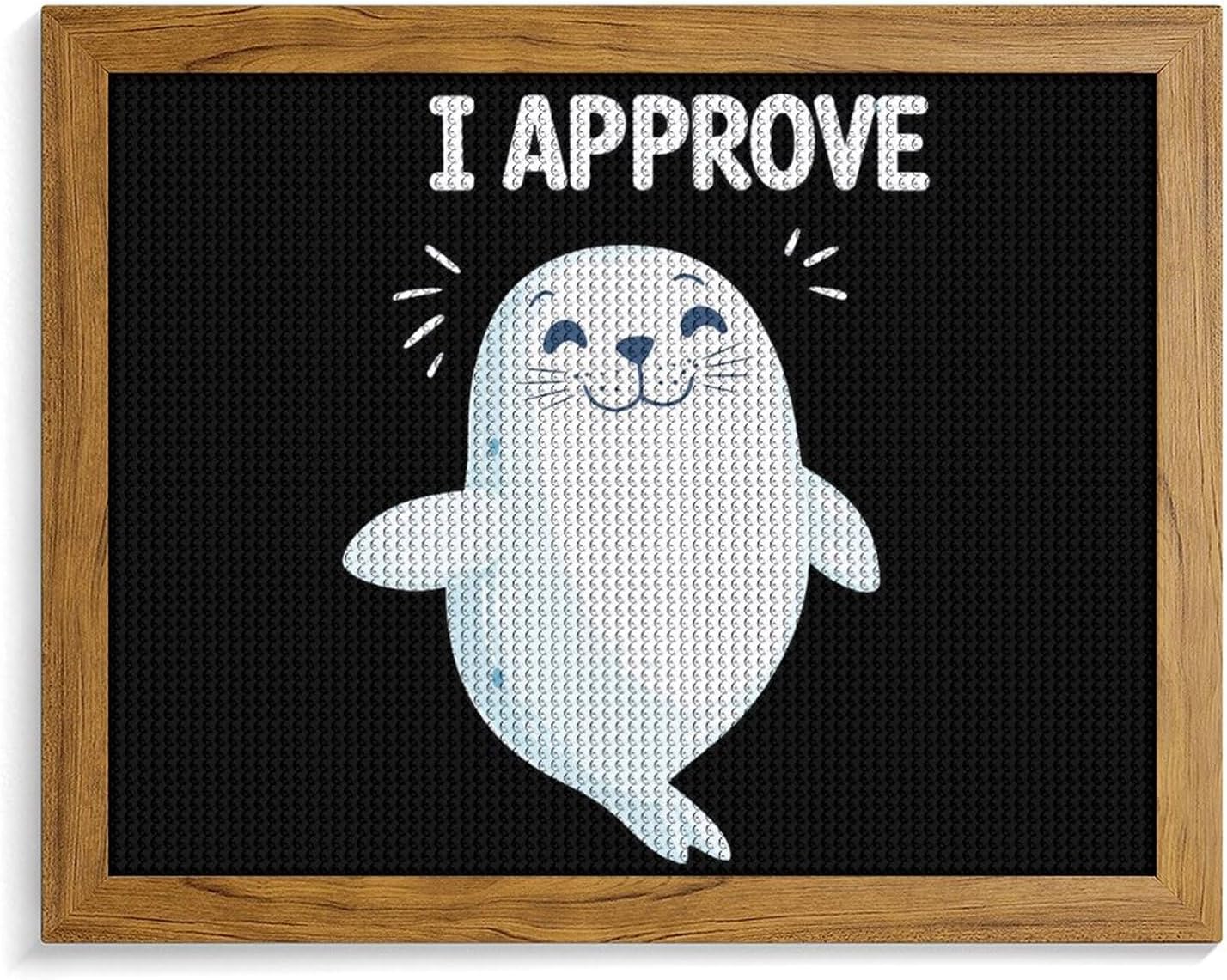 Seal of Approval Printed Diamond 5D Painting Kit 16x20in DIY Full Drill Craft with Tools for Home Wall Decor Gift Yellow Wood 50 * 40cm