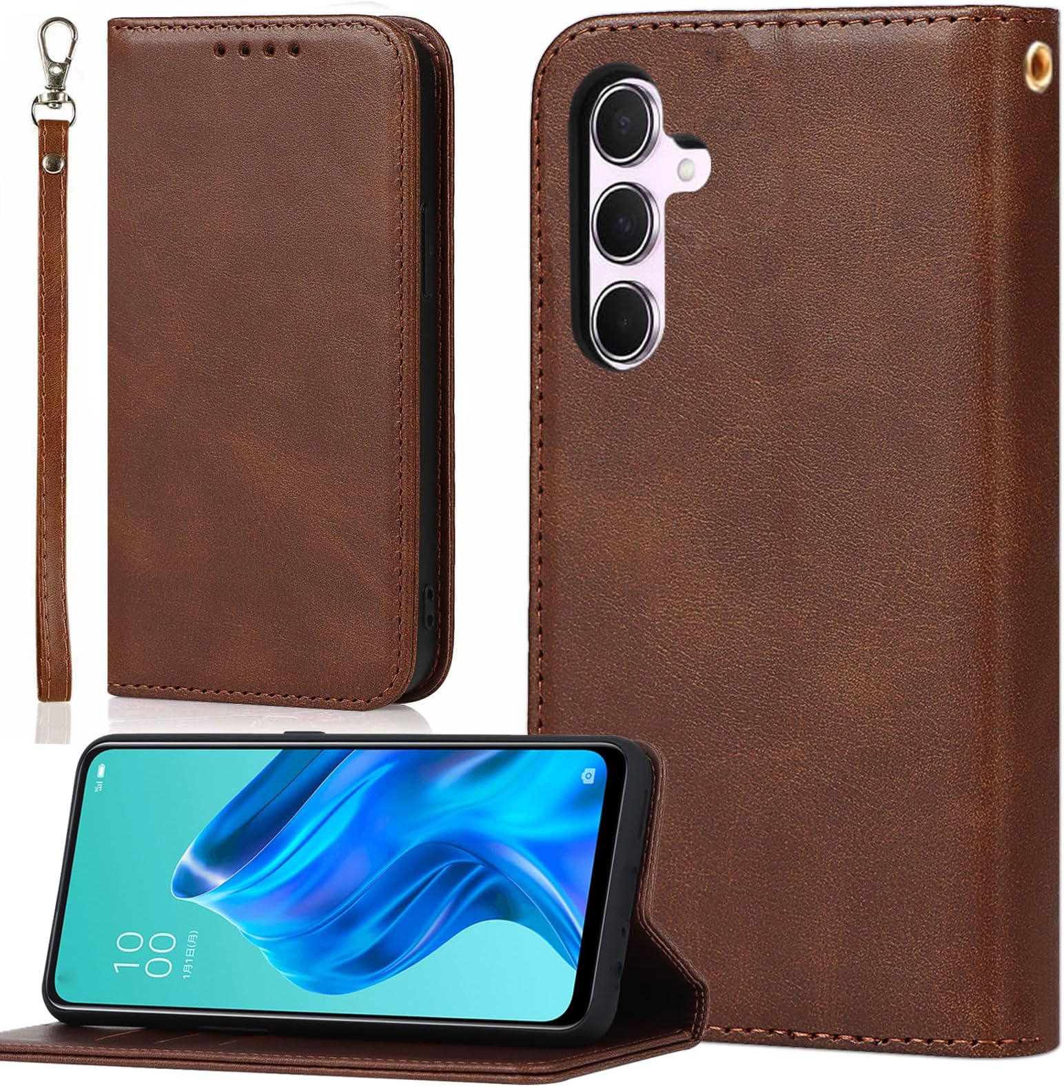 Applicable Galaxy A55 5G SC-53E Case Notebook Type Galaxy A55 5G SCG27 Strap Case Gyarakushi A55 5G Notebook Smartphone Case Galaxy A555G Case Flip Case Flip Case [BonwFzin] PU Leather Strap Case with