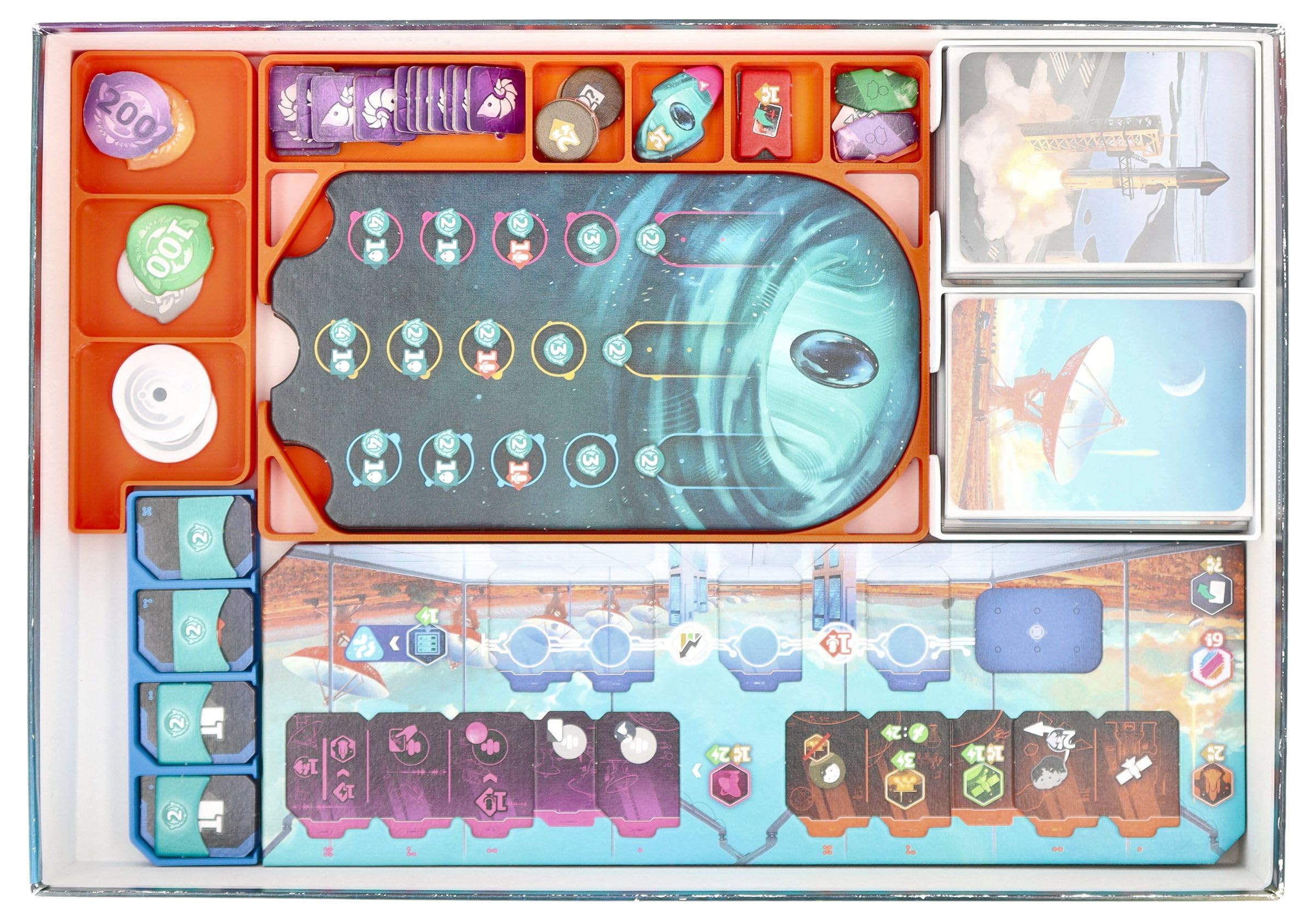 Feldherr Inserto Organizador Compatible con SETI: Búsqueda de Inteligencia Extraterrestre, para Caja Base, Soportes Cartas enfundadas, Bandeja por Jugador