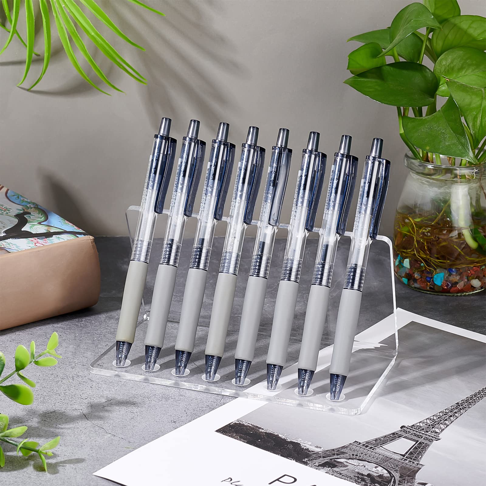 PandaHall Stift Steht Displays, 8 Schlitze Bleistifthalter Augenbraue Stift Stand Pinsel Rack Veranstalter Kugelschreiber Display Rack für Haus Schule Büro Gebrauch Augenbraue Display