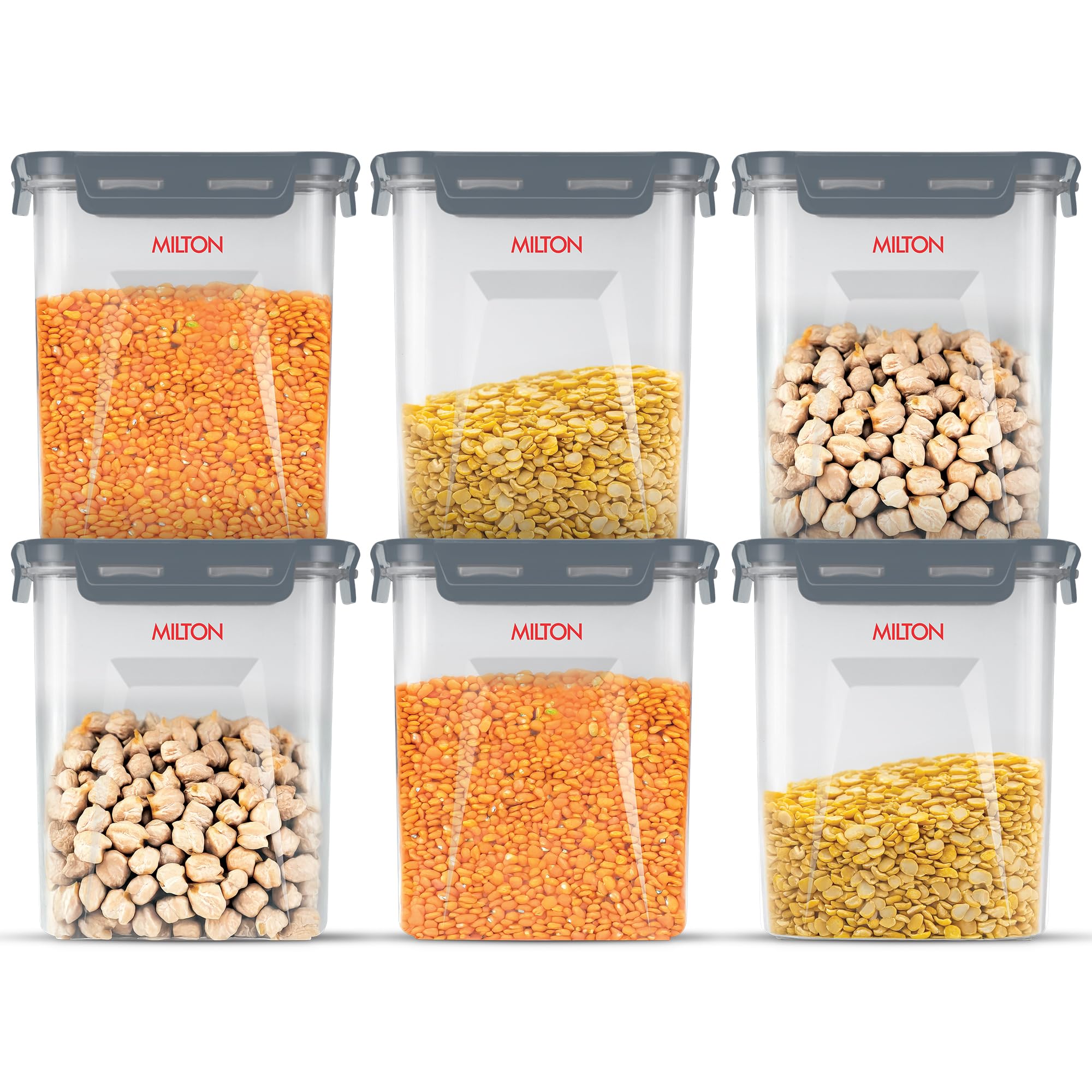 MILTON Lock It Modular Kitchen Container Setof 6, 1610 ml each I Airtight Lid | BPA-Free Food Grade | Four Side Lock Lid I Transparent, Stackable, Dishwasher Safe, Ideal for Dal, Pulses, Cereals-image-38