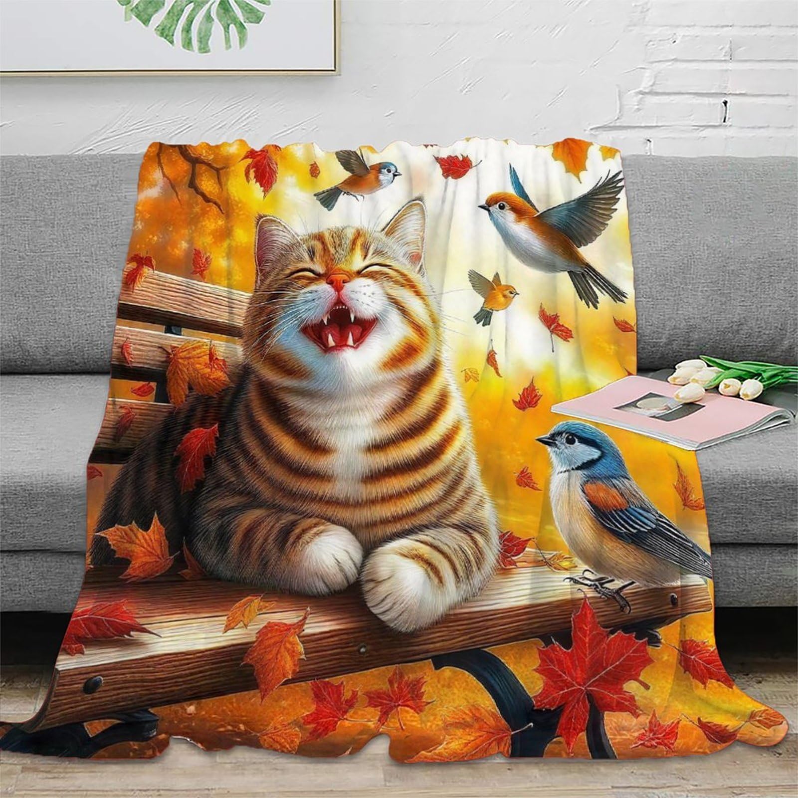 Couverture chat peluche microfibre chaude grand lit 200x230