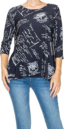 SEA & ANCHOR Women's Stretchy 3/4 Sleeve Tunic Top - Wrinkle Resistant & Flattering For Missy & Plus Sizes