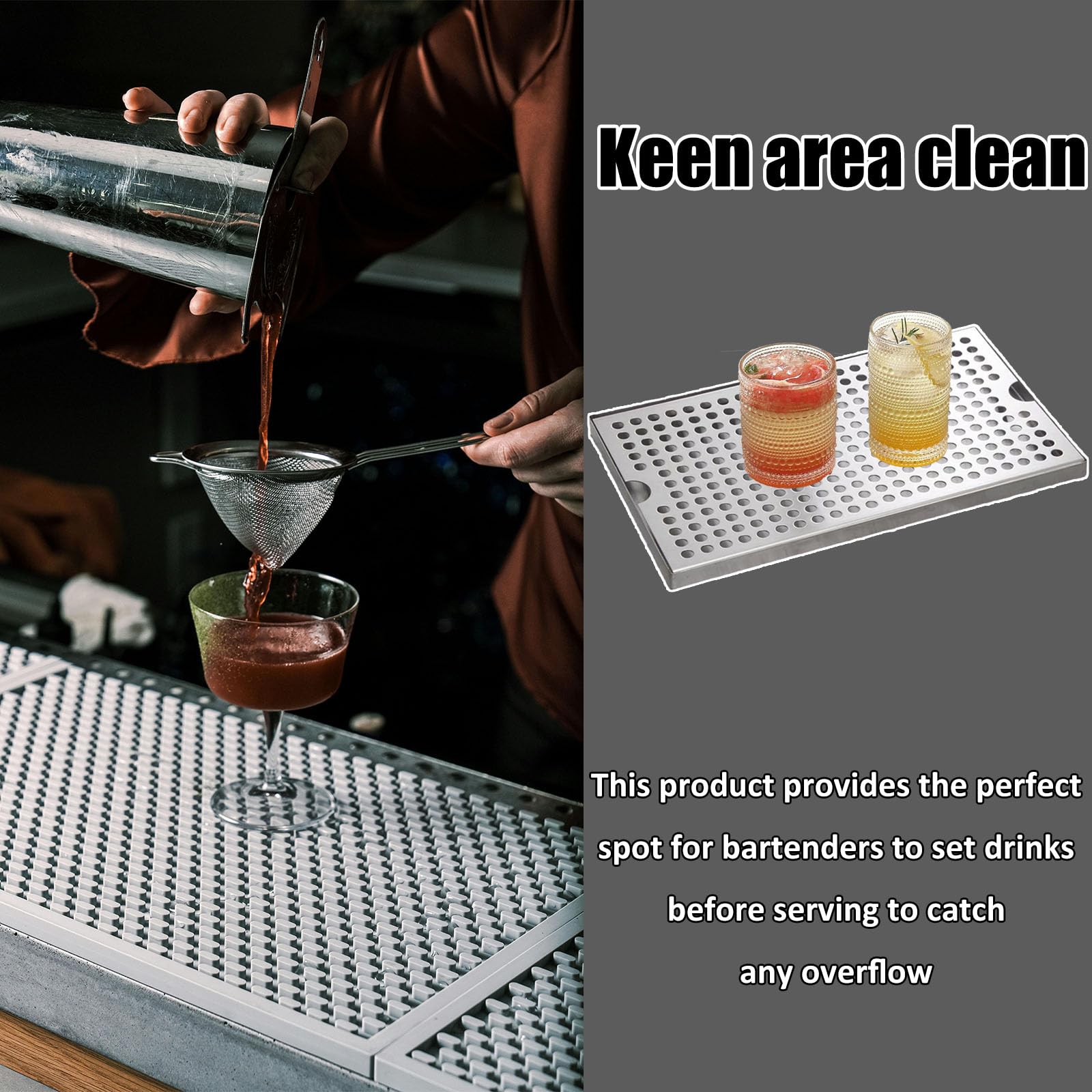 Bandeja De Goteo De Cerveza,Bandeja Camarero De Acero Inoxidable,Bandejas para Servir para Club Barra De Bebidas Té Kegerator,50 * 17.5cm/19.7 * 6.9in