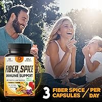 Vista 4 de Suplemento de fibra y especias 27 en 1, combinado con psyllium orgánico, manzana entera, saúco y más - Apoya el estado de ánimo, el cuerpo