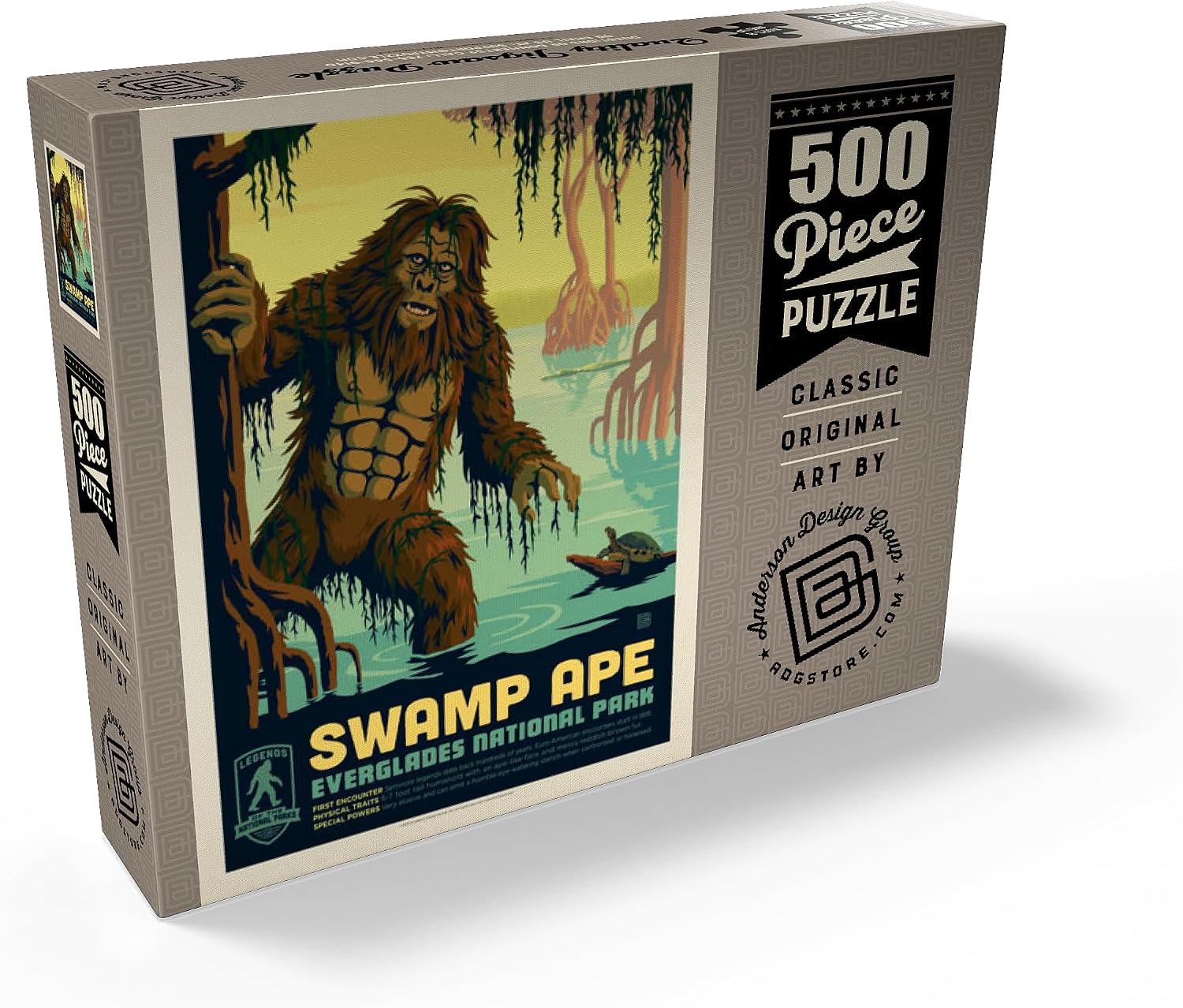 MyPuzzle Legends of The National Parks: Everglade's Swamp Ape, Vintage Poster - Premium 500 Piece Jigsaw Puzzle for Adults