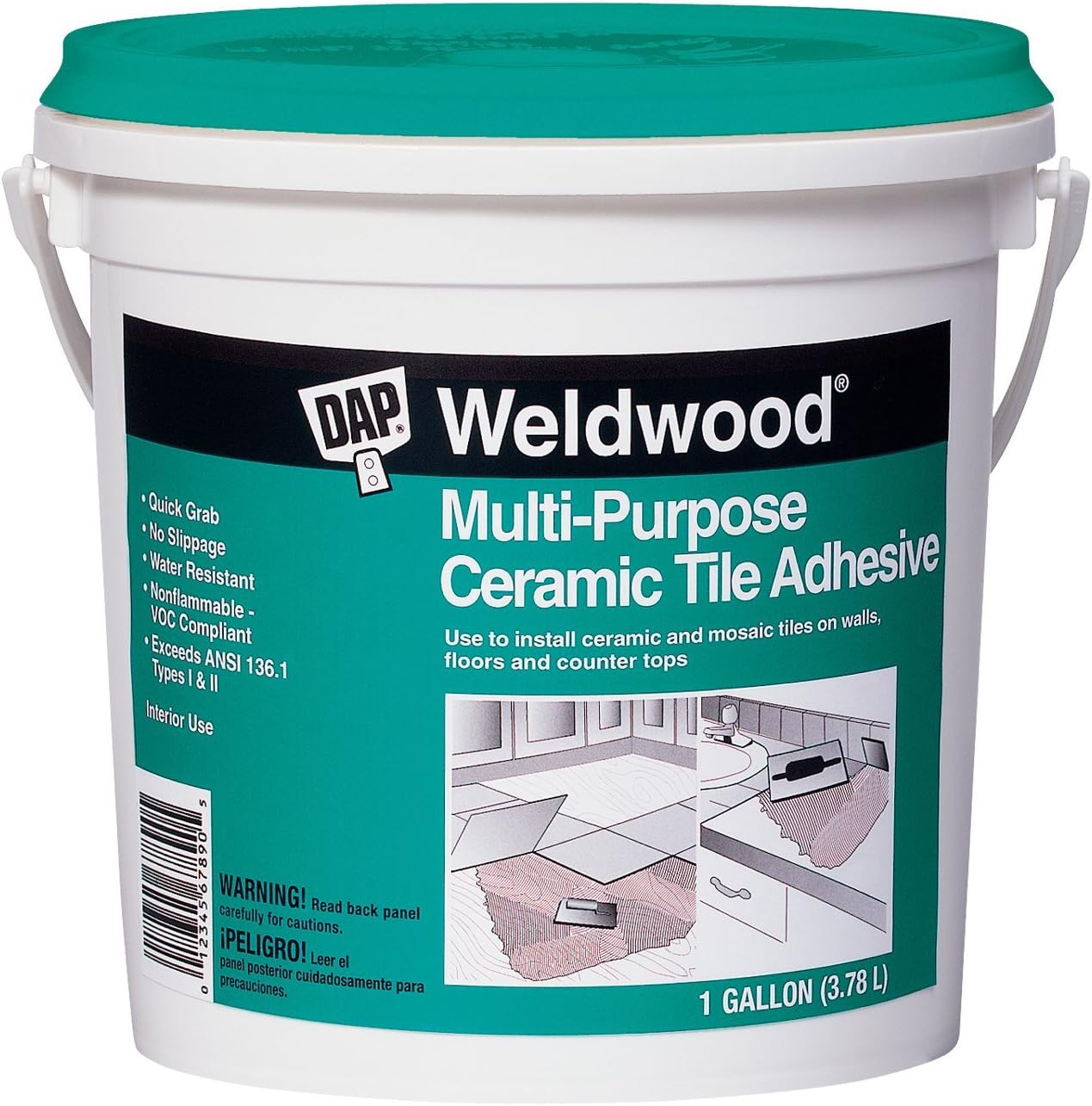 Dap 25192 Weldwood Multi-purpose Ceramic Tile Adhesive, White, 1 Gallon