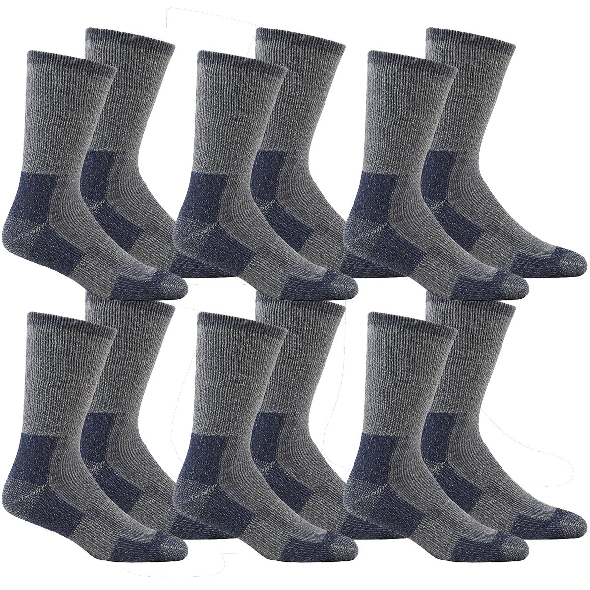 Metzuyan Men's Thick Work Socks - Cushioned Sole , M, Blue - 6 Pairs