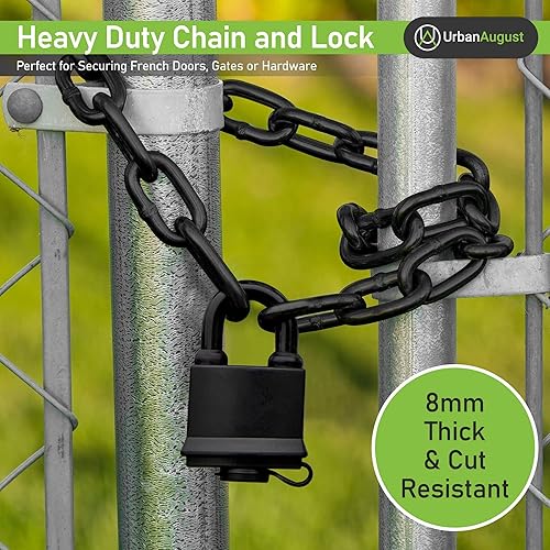 Miniatura 6 de Urban August Cadena de seguridad endurecida de 0.315 pulgadas de grosor con un bloqueo de almohadilla resistente a la intemperie Cerradura de