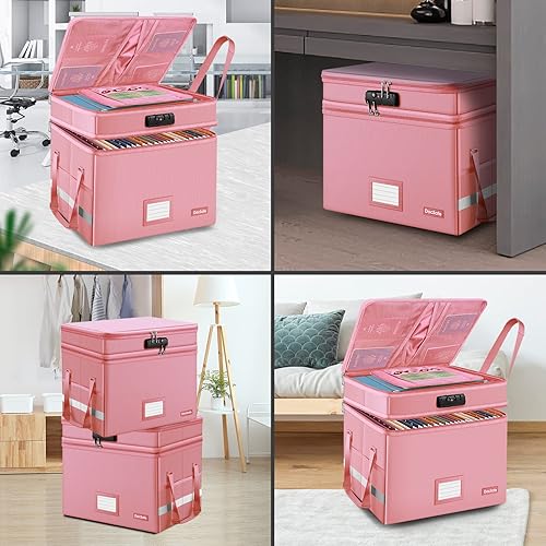 Miniatura 3 de DocSafe Caja de archivos con cerradura, caja de documentos ignífuga de varias capas, organizador de almacenamiento de archivos plegable con