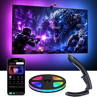 AOC TV LED Backlight, TV-Sync Lights for 75-85 Inch TVs, 18 ft | 0.03s optical color capture, 16-bit RGB, 60 LEDs/m, 32 scenes, 6 music modes, app DIY control, smart auto on/off