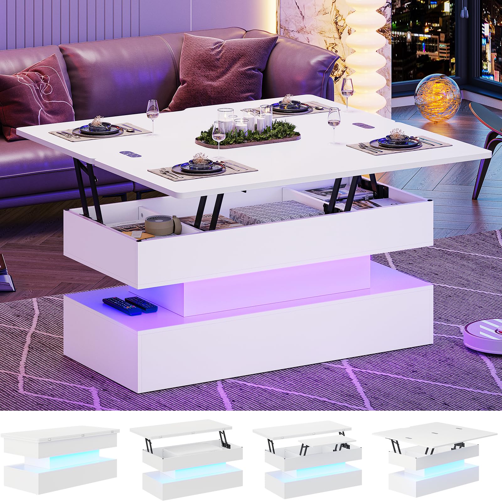 Snapklik.com : Itaar Lift Top Coffee Table, 4 In 1 Multi-Function ...