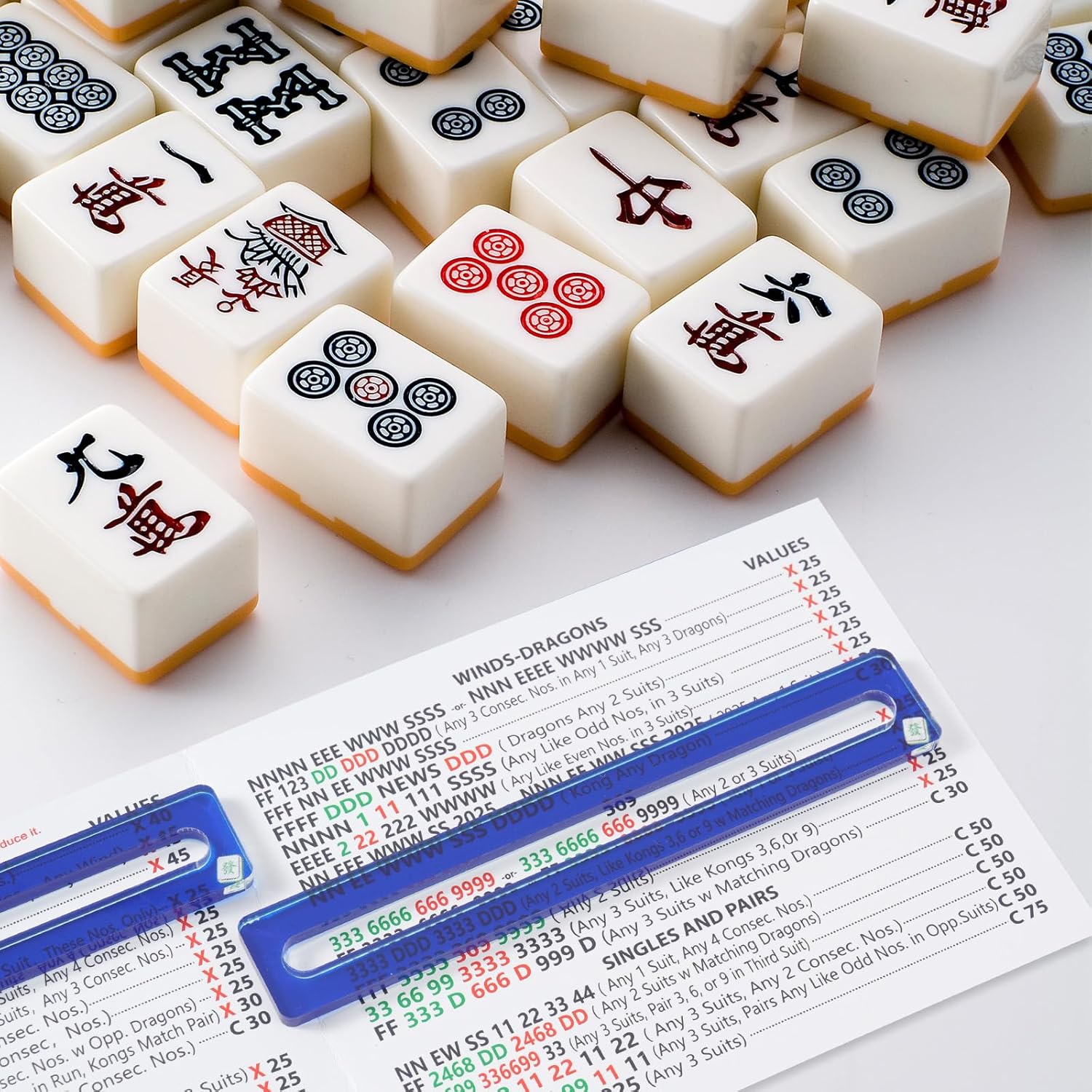 4 Pcs Blue Mahjong Line Finder, Acrylic Mahjong Card Line Reader, Mahjong Accessories and Gifts for Beginner Players