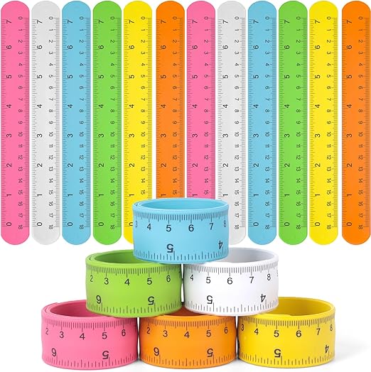 Amazon.com: LovesTown 12PCS Ruler Slap Bracelets, Colorful Silicone ...