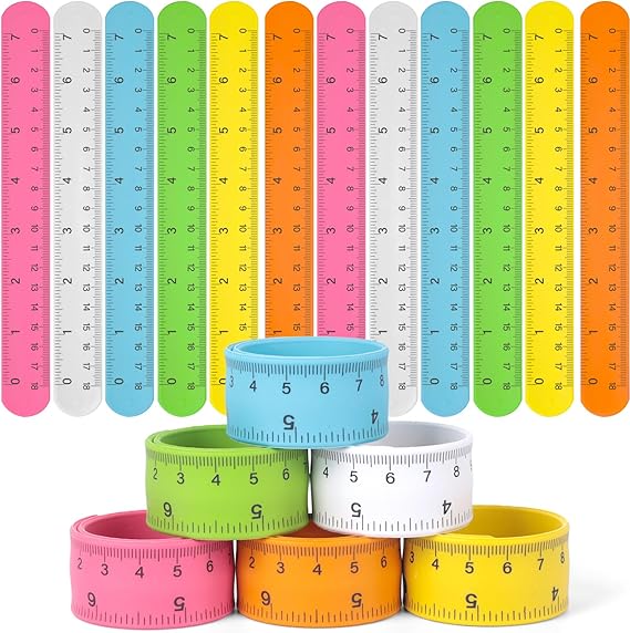 Amazon.com: LovesTown 12PCS Ruler Slap Bracelets, Colorful Silicone ...