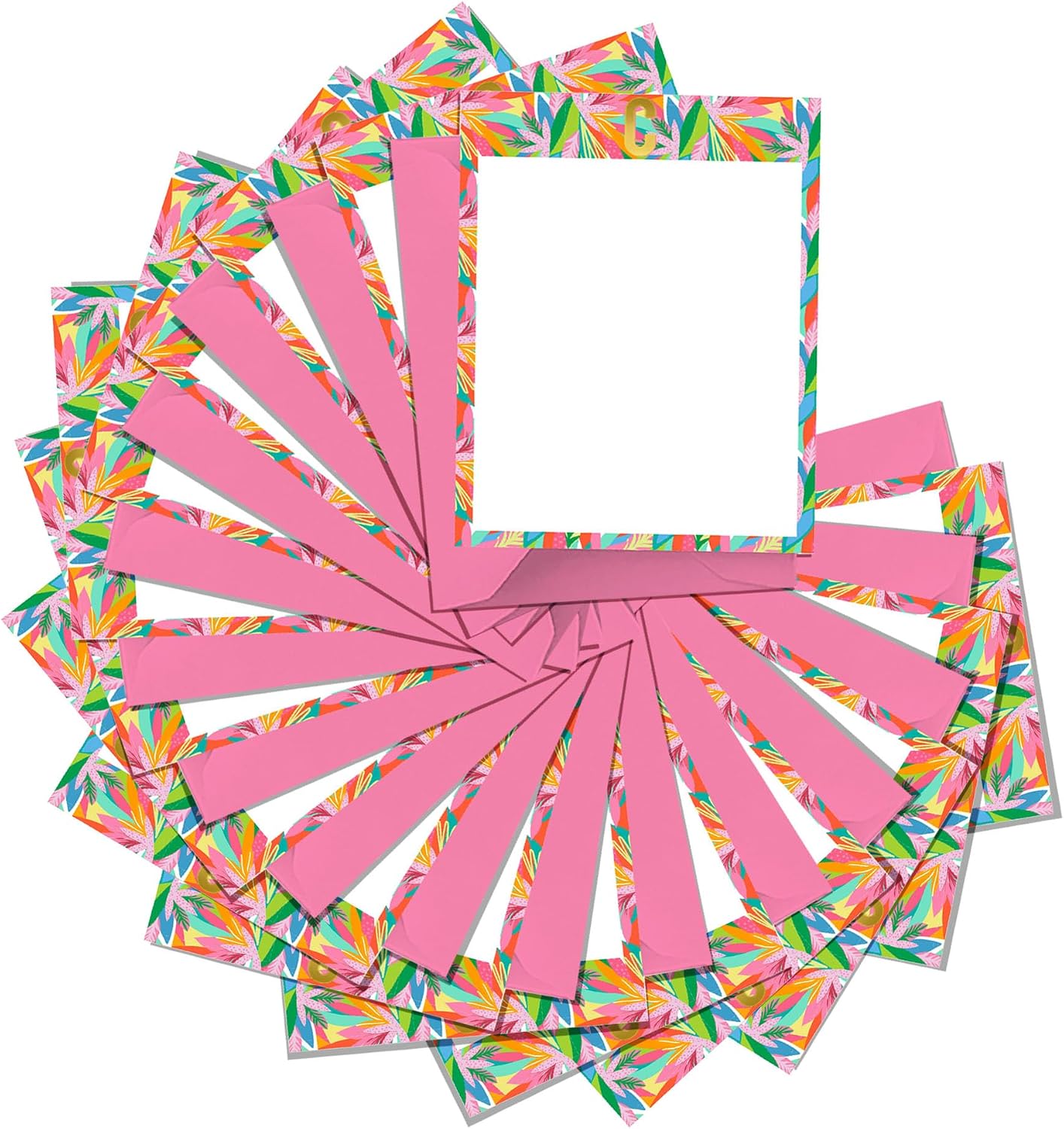 Mary Square モノグラム C カラフル フローラル 5 x 7 カードストック イニシャル グリーティングカード 文房具
