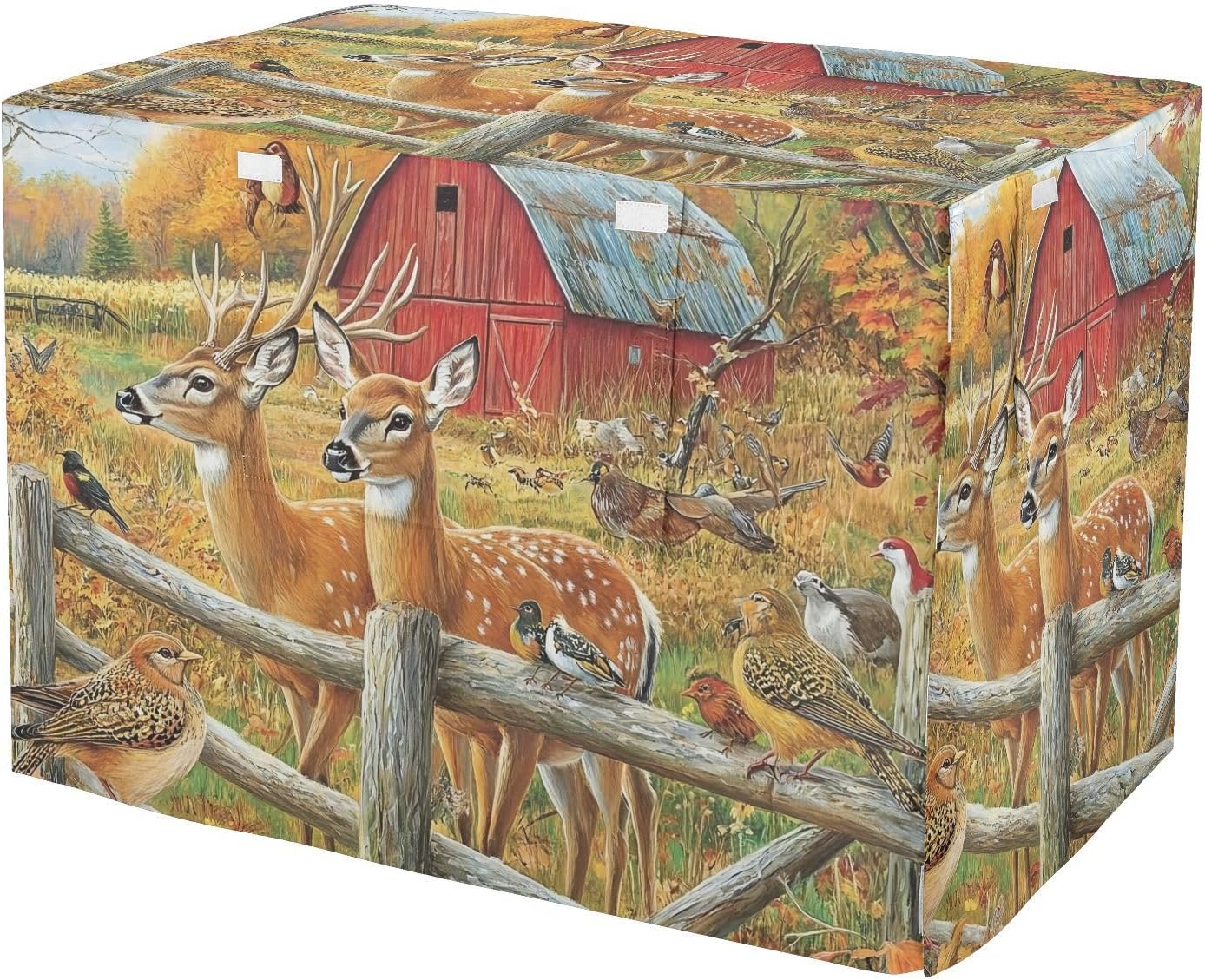 Fall Barn Scene Pet Kennel Cover with Mesh Windows, Water-Resistant Crate Covers, Large