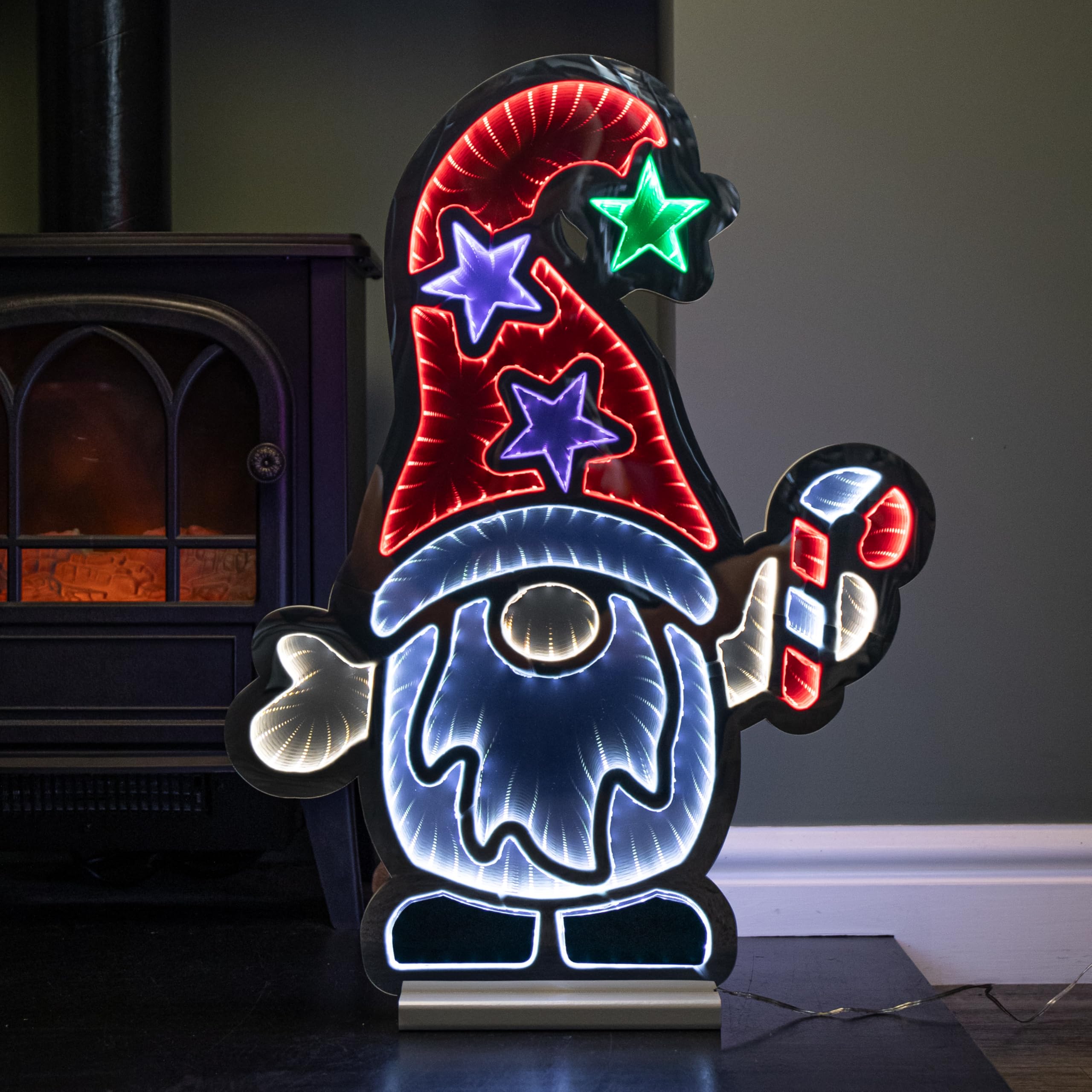 Samuel Alexander Multi-Coloured 60Cm Light Up Christmas Gonk With Candy Cane Infinity Decoration With Leds