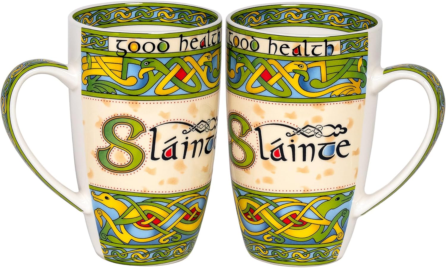 Royal Tara Slainte Bone China Mug - Celtic Knots-Irish Weave (Set of 2), Coffee Cups For Hot or Cold Beverages
