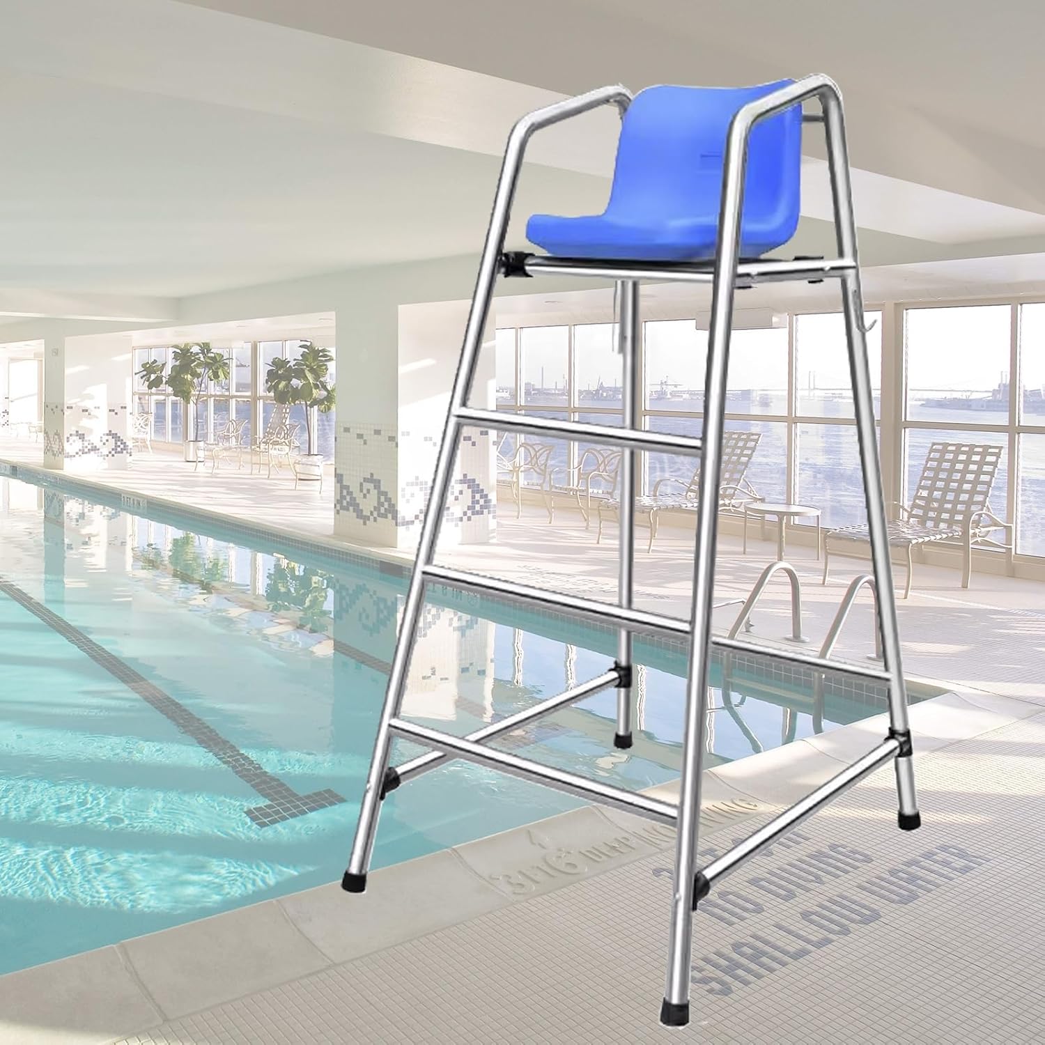 Tall Lifeguard Chairs,Portable Tall Pool Lifeguard Chairs, 3.9/4.9/5.9ft High Detachable Outdoor Deck Chairs for Poolside, Lifeguard Chair Shelf Ladder Stool with Comfortable Seat for Adult