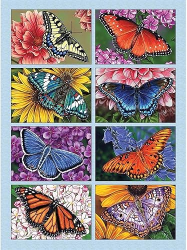 Bits and Pieces Rompecabezas grande de 300 piezas para adultos – Mariposas y flores, mariposas, colcha – por la artista Marilyn Barkhouse – disponible en Yaxa Costa Rica