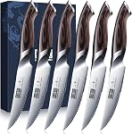HOSHANHO Steak Knives Set of 6, Ultra Sharp 4.5 Inch Serrated Steak Knife Set, Japanese High Carbon Steel Kitchen Steak Knives with Ergonomic Handle