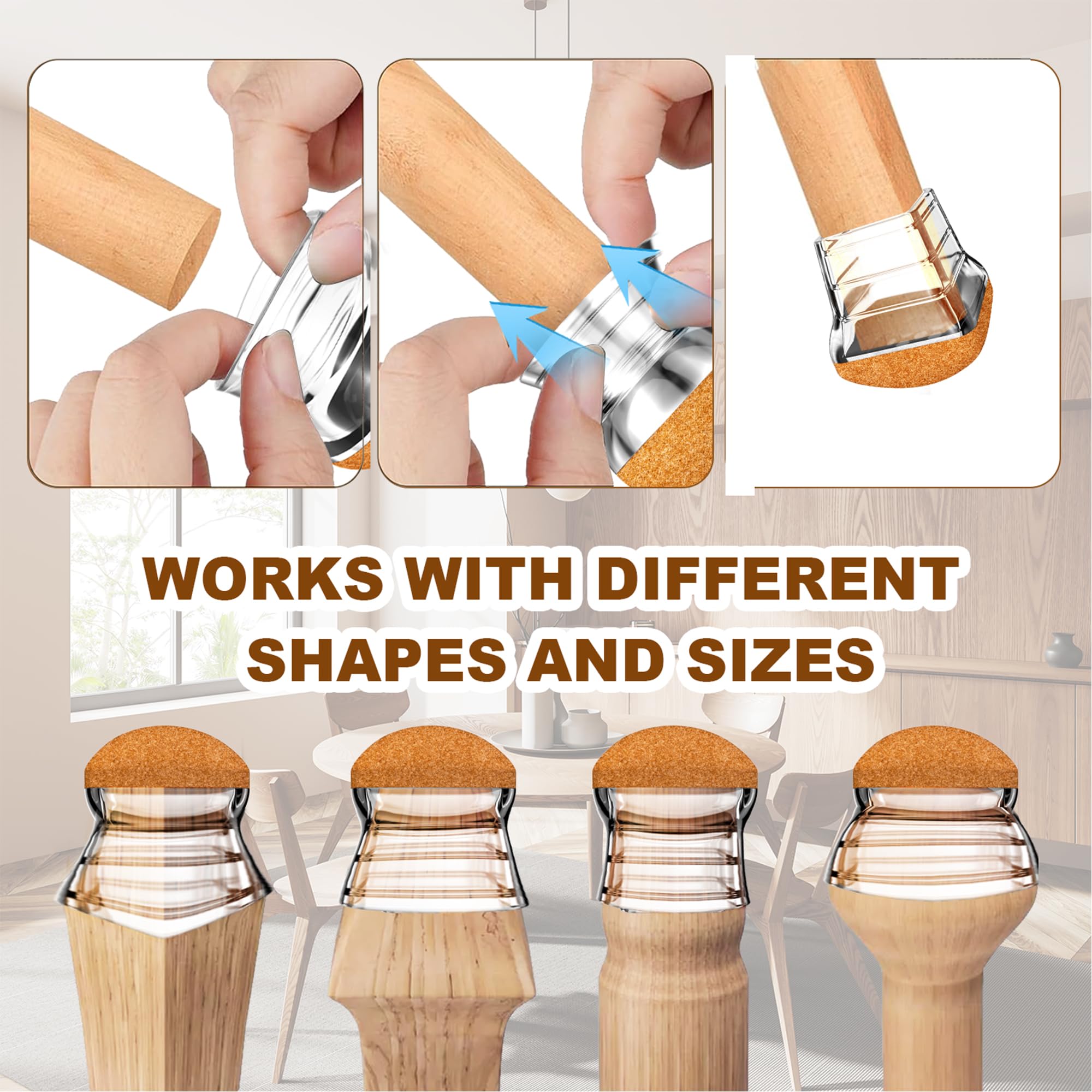 Tappi per gambe della sedia, inclinati, rettangolari, 24 pezzi, a forma di sfera, per gambe inclinate e verticali, diametro di 27 – 32 mm, feltrini resistenti all'usura per sedie/tavolo